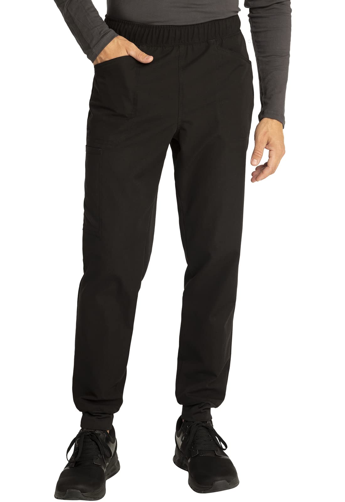 Cherokee Euphoria Men's Scrubs Pants - Mid Rise Jogger Style CK206A (XL, Black) | Comfortable Medical Uniform for Doctors & Nurses | Perfect for Hospital Shifts & Healthcare Work