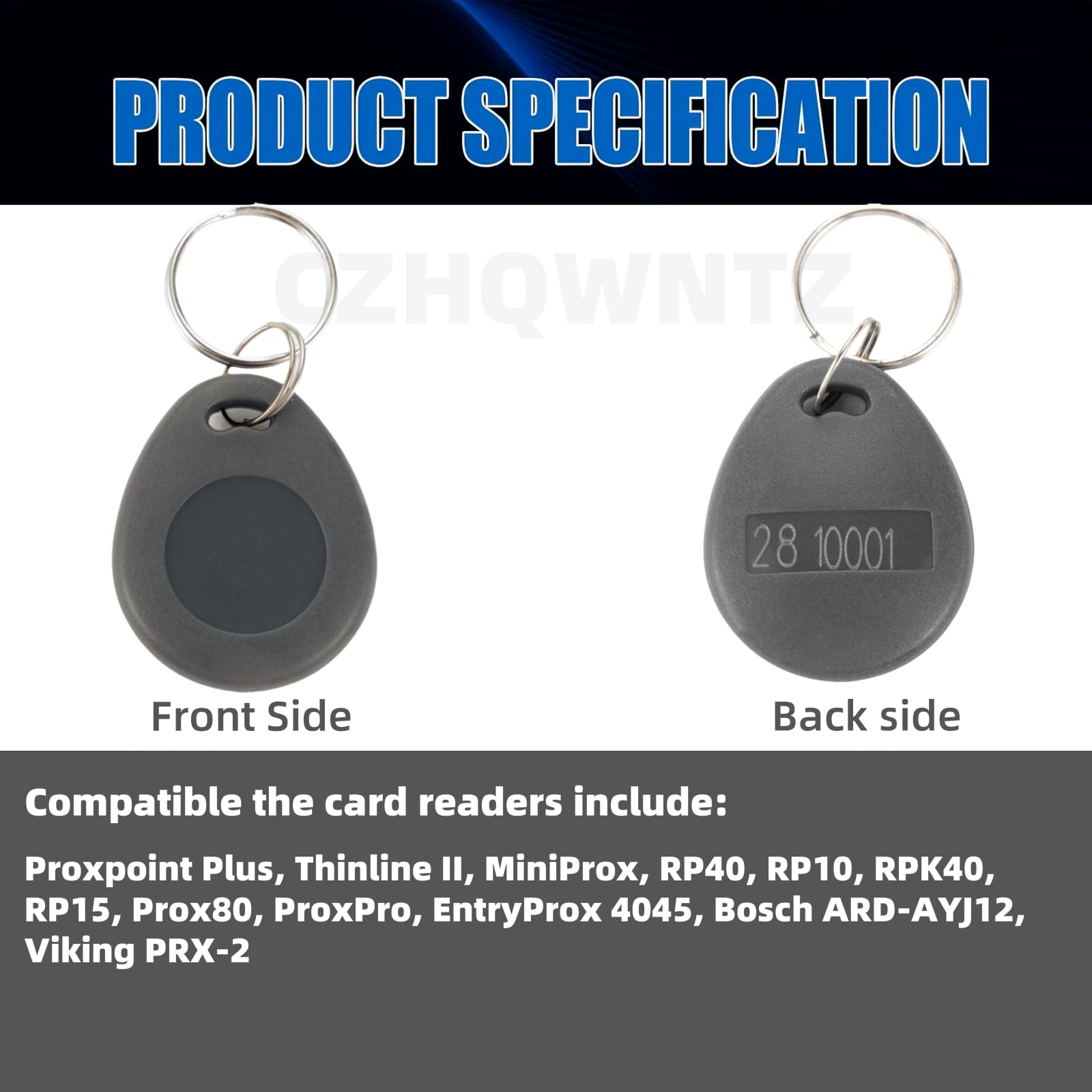 100 Pcs 26 Bit Proximity Key Fobs - Weigand Prox Keyfobs Compatible with ISOProx 1386/1326 & H10301 Format Readers - Works with Most Access Control Systems - Ideal for Office Buildings, Hotels & Secure Facilities