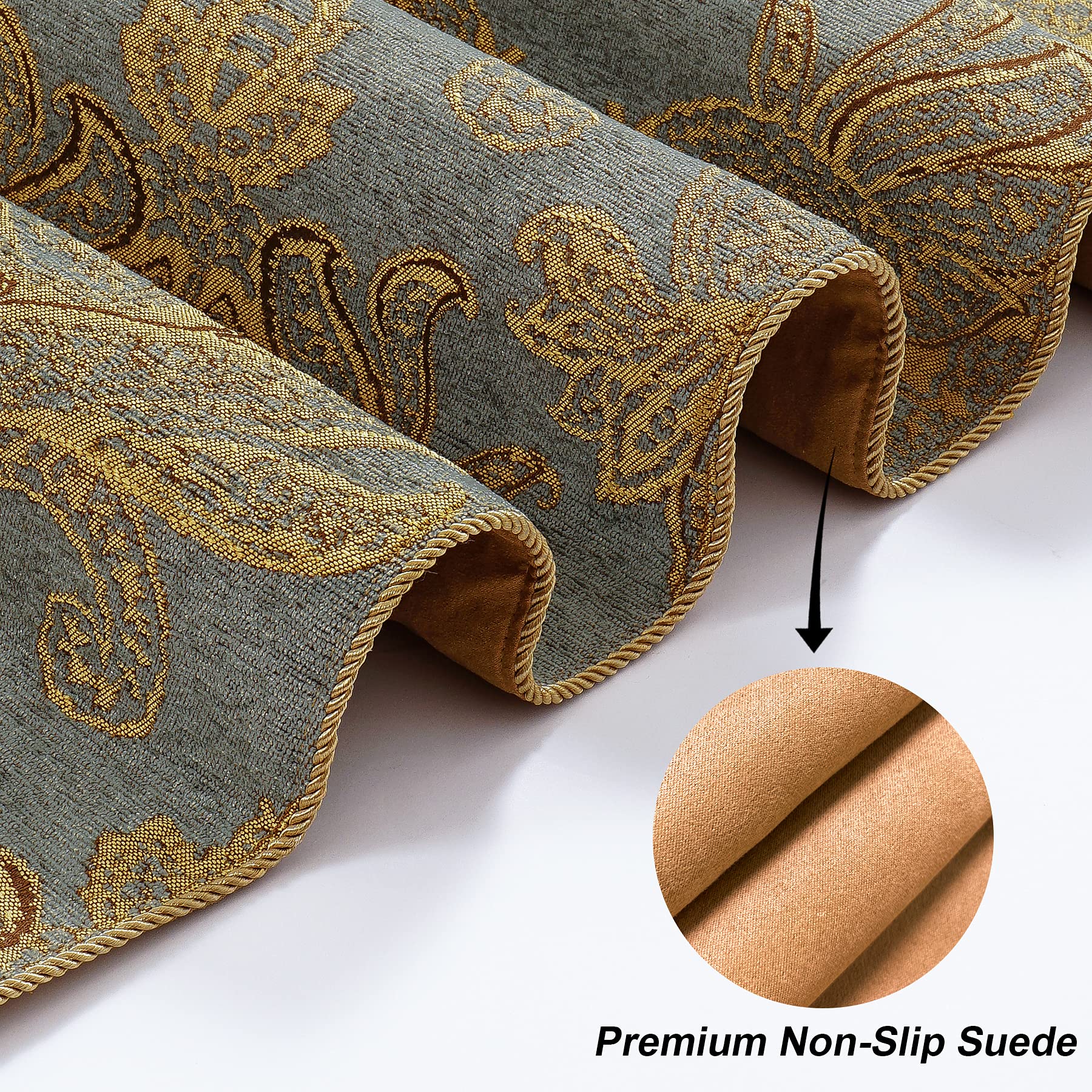 Luxury 108-Inch Table Runner Set of 8 - Handmade Damask Jacquard Table Place Mats with Multi-Tassels & Double-Layer Design - Perfect for Dining Tables, Dressers, Parties & Banquet Decorations | Elegant Home & Event Decor