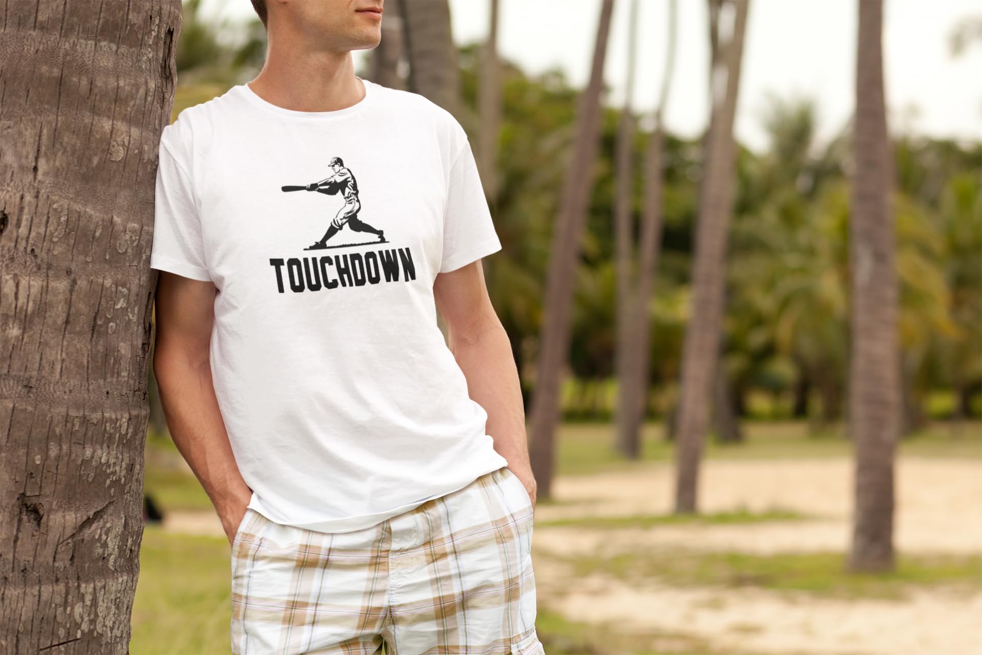 Funny Baseball Graphic Tee for Men - Pop Threads Touchdown Player Sports T-Shirt - Perfect for Game Day, Sports Fans & Casual Wear