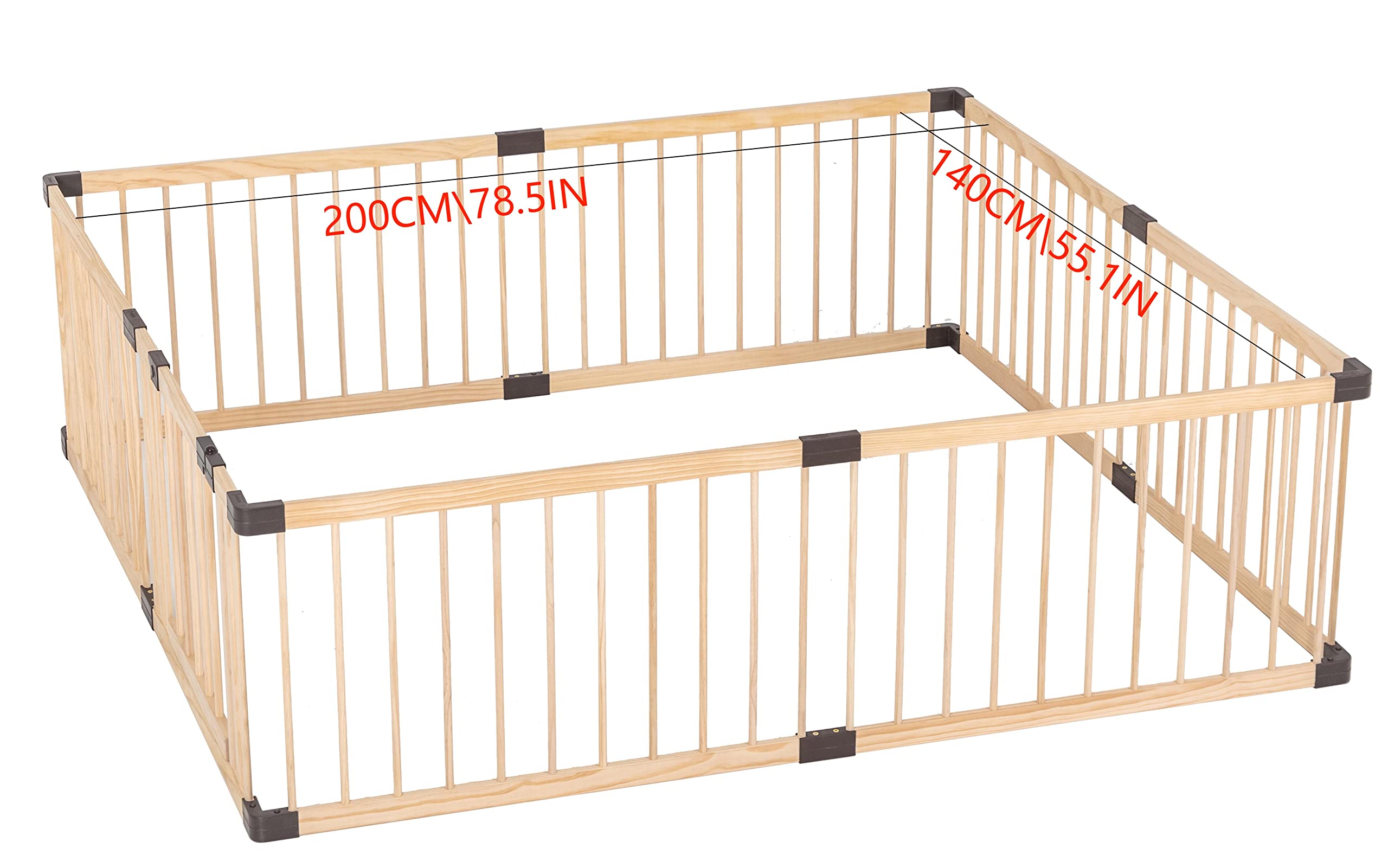 **Conababy Wooden Playpen for Babies and Toddlers - 140x200CM Baby Play Fence & Activity Center - Safe Indoor Play Yard for Crawling, Learning & Playtime**