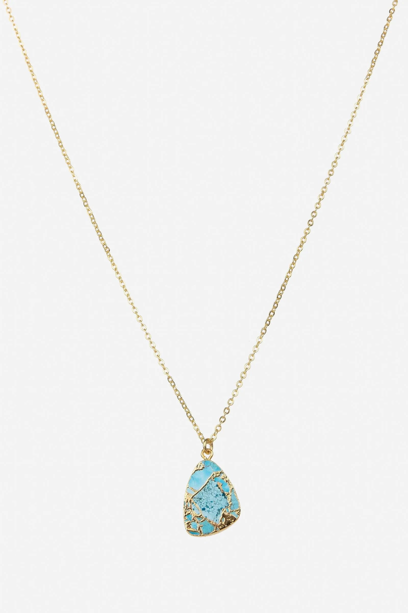Mojave Triangle Stone Pendant Necklace for Women - Natural Gemstone Jewelry - Boho Chic Accessories for Everyday Wear & Special Occasions
