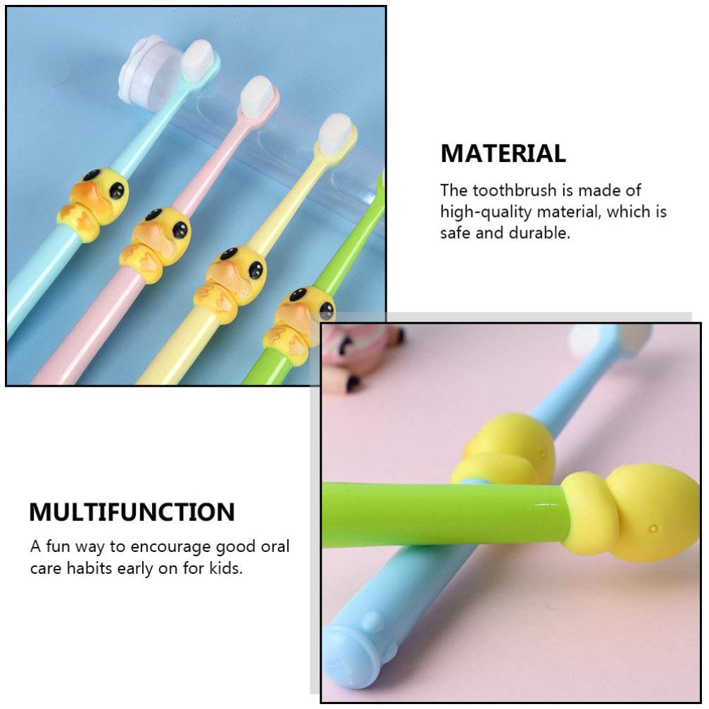 TOYANDONA 4-Pack Ultra Soft Toothbrushes with 10,000 Micro Nano Bristles - Gentle for Sensitive Gums, Cartoon Duck Design for Kids & Adults - Perfect for Travel, Home & Daily Oral Care