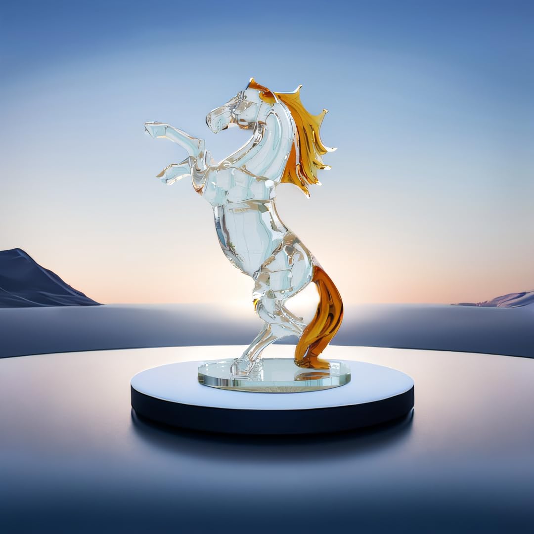 Premium Crystal Glass Horse Figurine Collection - Elegant Animal Paperweight, Home & Office Desk Decor, Unique Gift for Kids Birthday, Wedding, Housewarming (Perfect for Home Decor, Office Desk, Gift Giving)