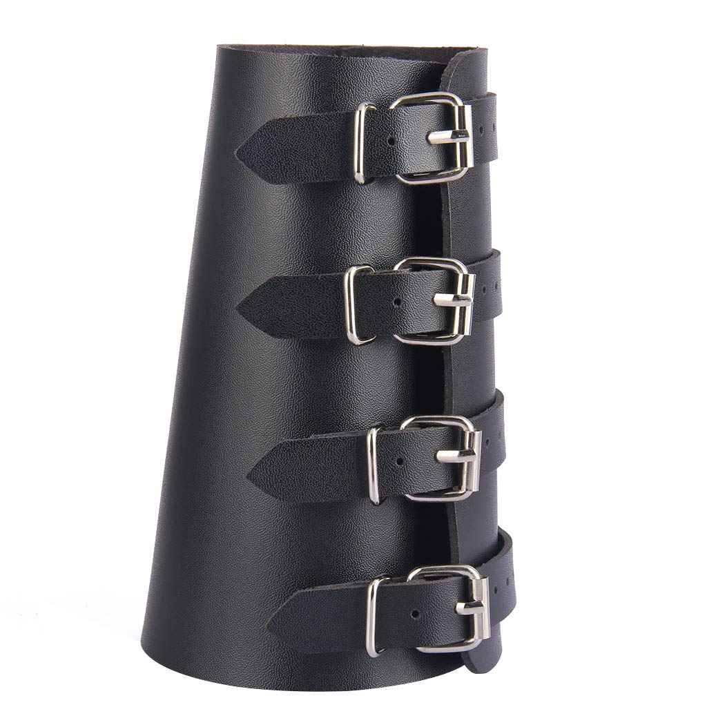 AZORA Genuine Leather Gauntlet Wristband - Medieval Bracers Armor Set with Adjustable Buckle (2 Pieces) - Perfect for LARP, Cosplay, Renaissance Fairs & Historical Reenactments