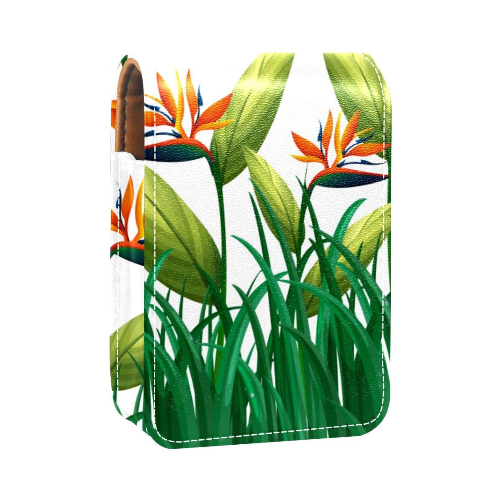 Personalized Lipstick Case - Portable Makeup Bag & Cosmetic Pouch Organizer with Tropical Bird of Paradise Design | Perfect for Travel, Daily Use & Gift Giving