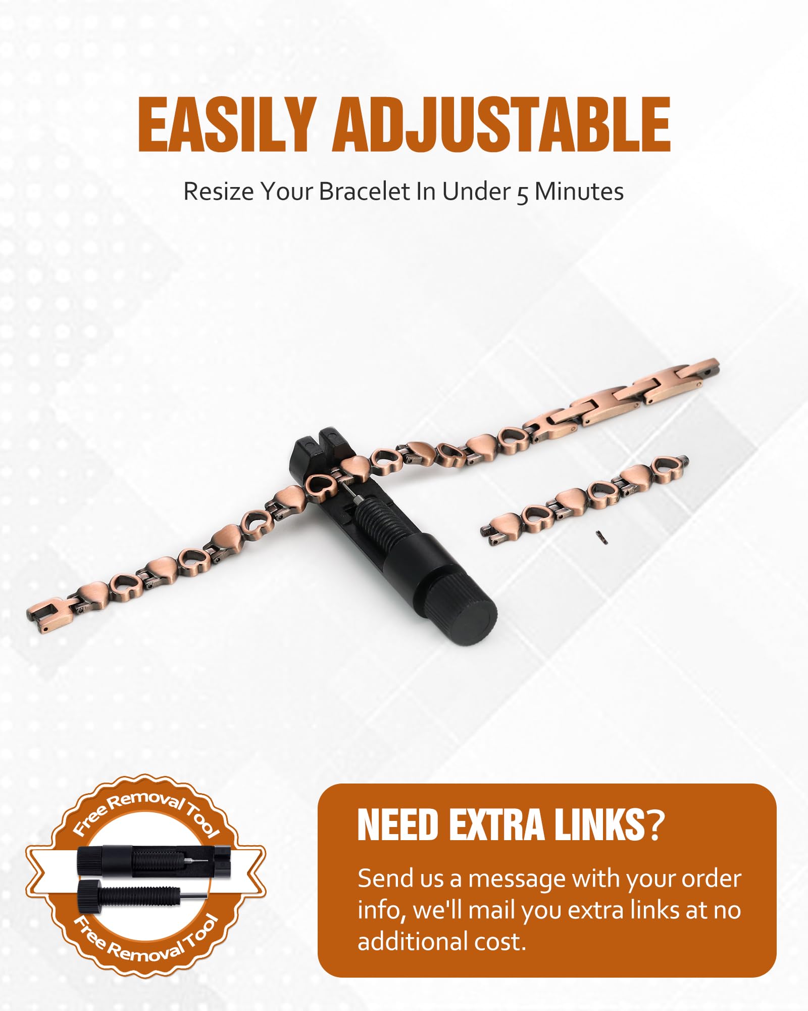 Jecanori Pure Copper Magnetic Bracelet & Ring Set for Women - Adjustable with Sizing Tool - Arthritis Pain Relief & Wellness Jewelry for Daily Wear