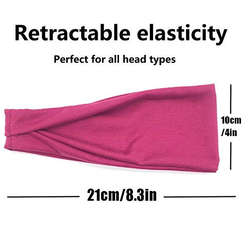 6 Pack Women's Cotton Headbands - Non-Slip Elastic Yoga & Sports Headbands for Workout, Running, Gym - Soft Sweatbands for Women & Girls - Perfect for Fitness, Tennis, Volleyball & Daily Use