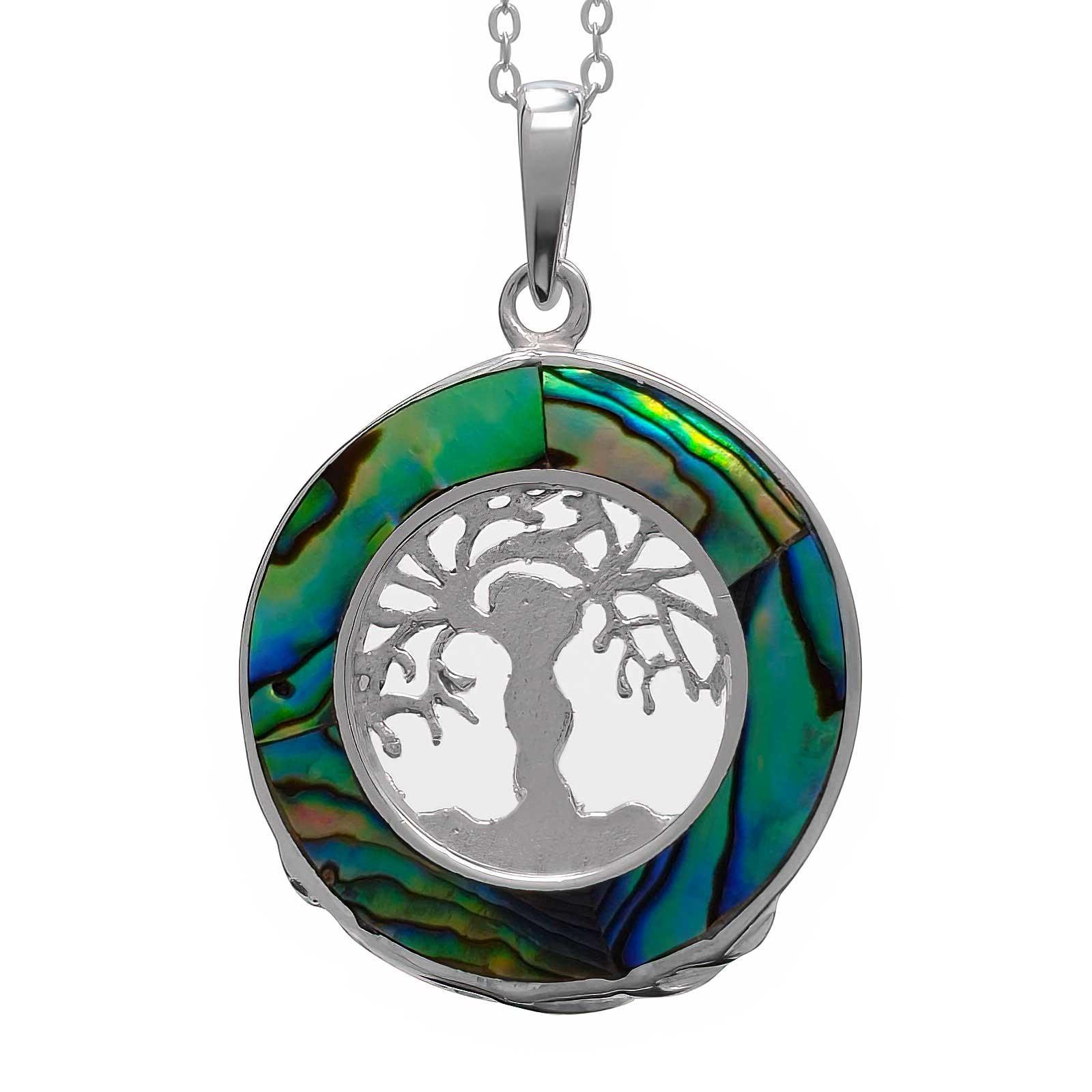 925 Sterling Silver Tree of Life Pendant Necklace with Genuine Abalone Shell - Spiritual Jewelry for Women, Gift for Mom, Birthday, Anniversary | Yoga, Meditation, Boho Chic Fashion Accessory