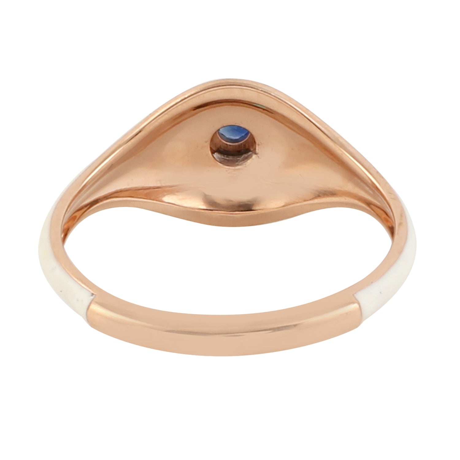 14K Rose Gold Blue Sapphire Gemstone Enamel Band Ring for Women - Elegant Stackable Jewelry for Engagement, Anniversary & Everyday Wear