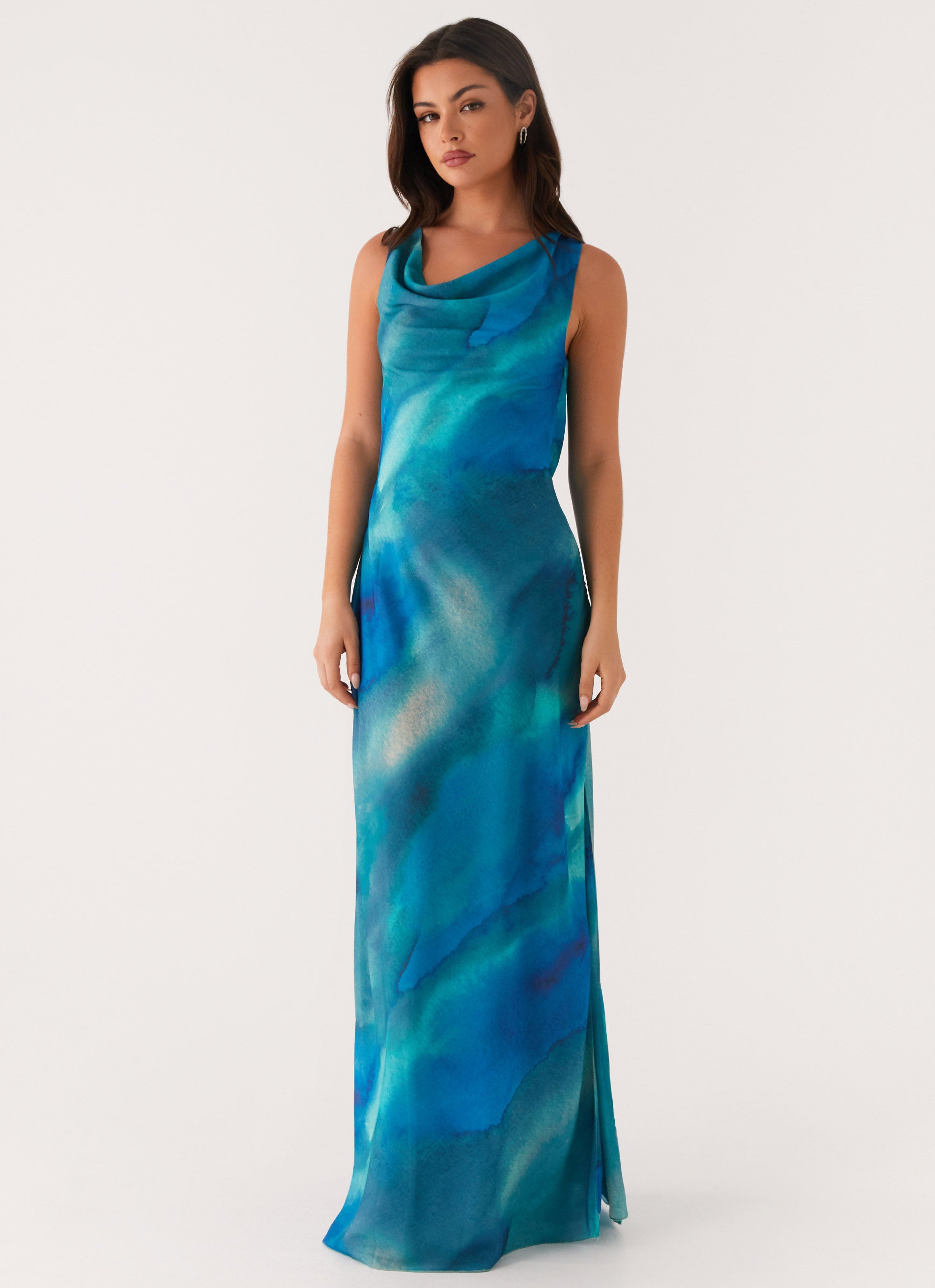 Carelle Women's Maxi Dress - Blue Tie Dye Flowy Long Summer Dress for Beach, Vacation & Casual Wear