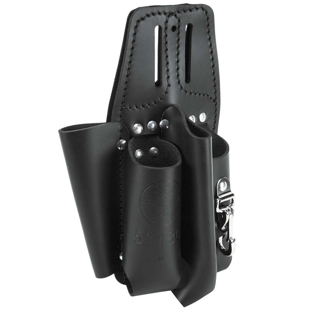 Klein Tools 5118C Professional Tool Pouch - 4 Pocket Multi-Tool Holder with Plier, Ruler & Screwdriver Holders | Perfect for Electricians, Contractors & DIY Home Improvement Projects