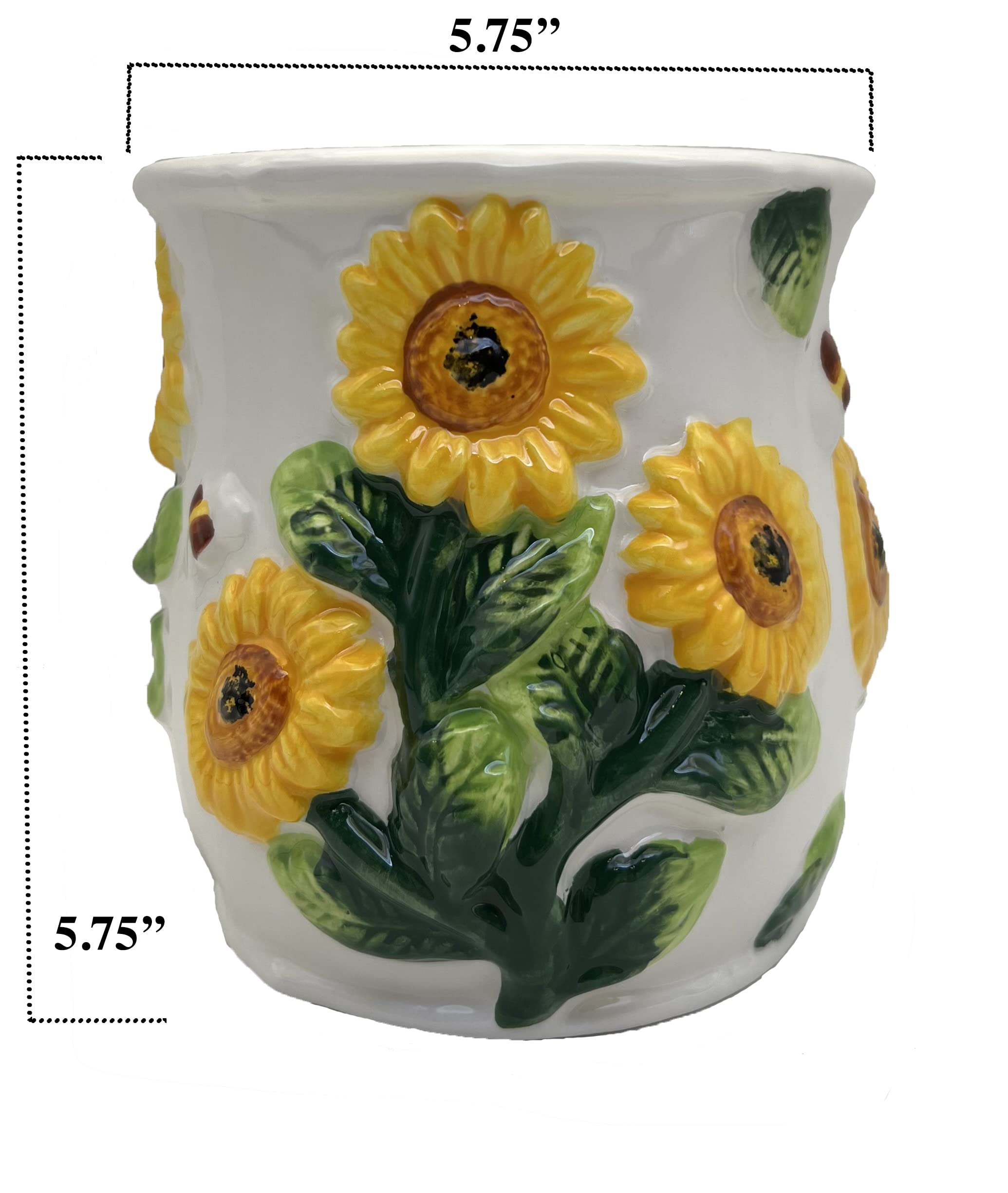 3D Sunflower Utensil Holder - Modern Kitchen Storage & Decor for Countertops