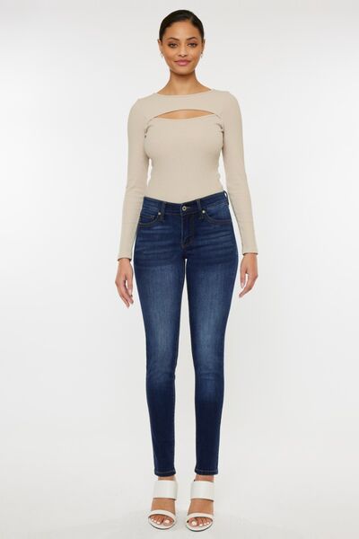 Kancan Women's Mid Rise Gradient Skinny Jeans - Stretch Denim Pants for Casual Wear & Night Out