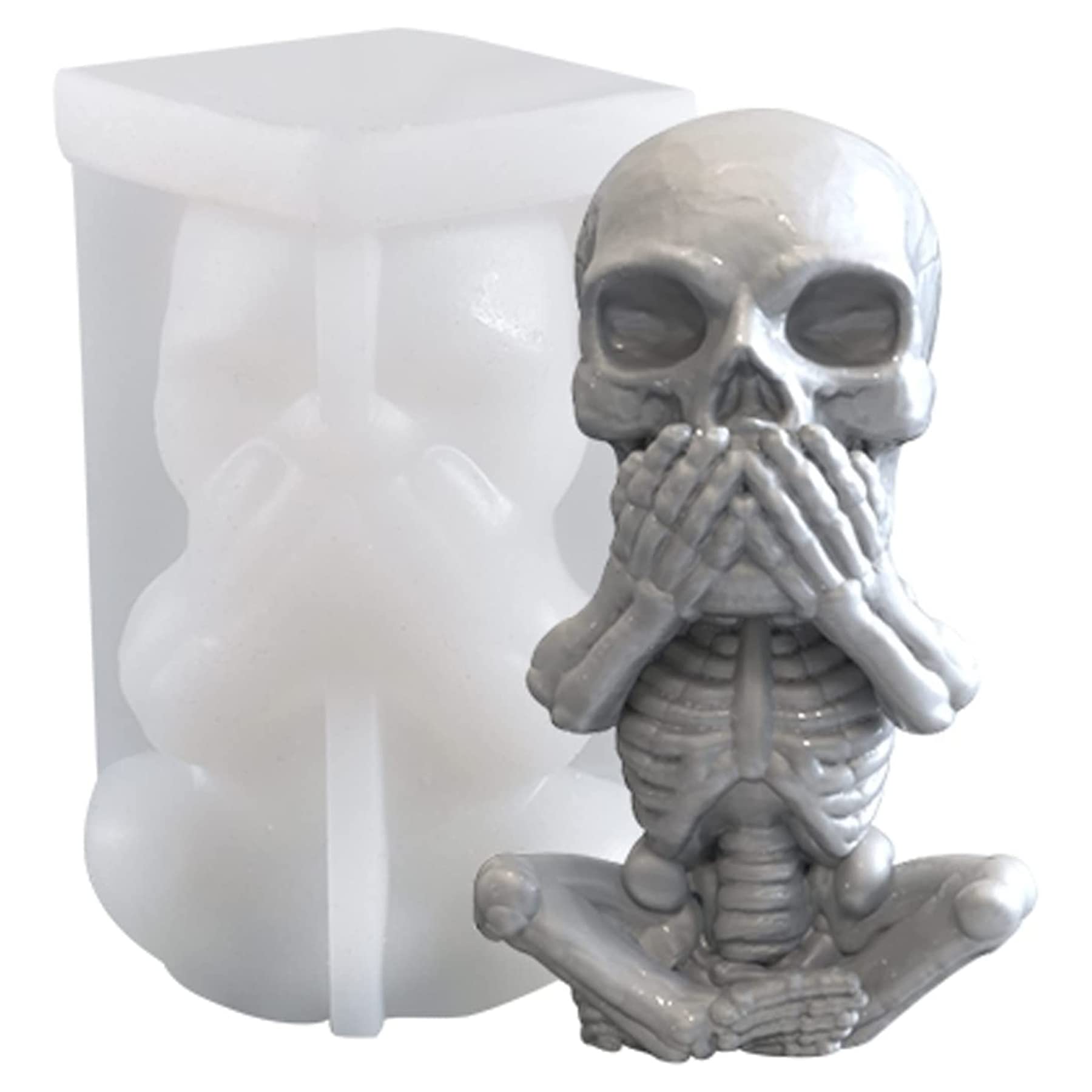 3D Skull Candle Mold - Silicone Resin Mold for DIY Aromatherapy Candles, Wax Making, Polymer Clay & Resin Casting - Perfect for Halloween Decor, Gothic Home Decor & DIY Craft Projects