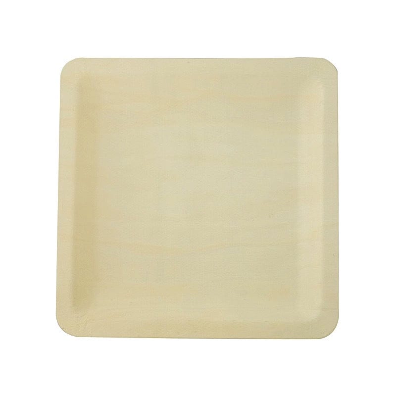 25-Pack 9-Inch Square Natural Poplar Wood Dinner Plates | Eco-Friendly Disposable Tableware | Perfect for Picnics, Parties & Outdoor Dining