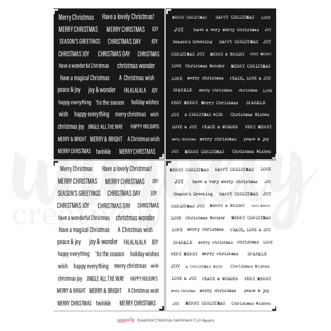 Essential Christmas Sentiments Mini Cut Apart Sheet - Perfect for Holiday Cards, Scrapbooking & DIY Crafts
