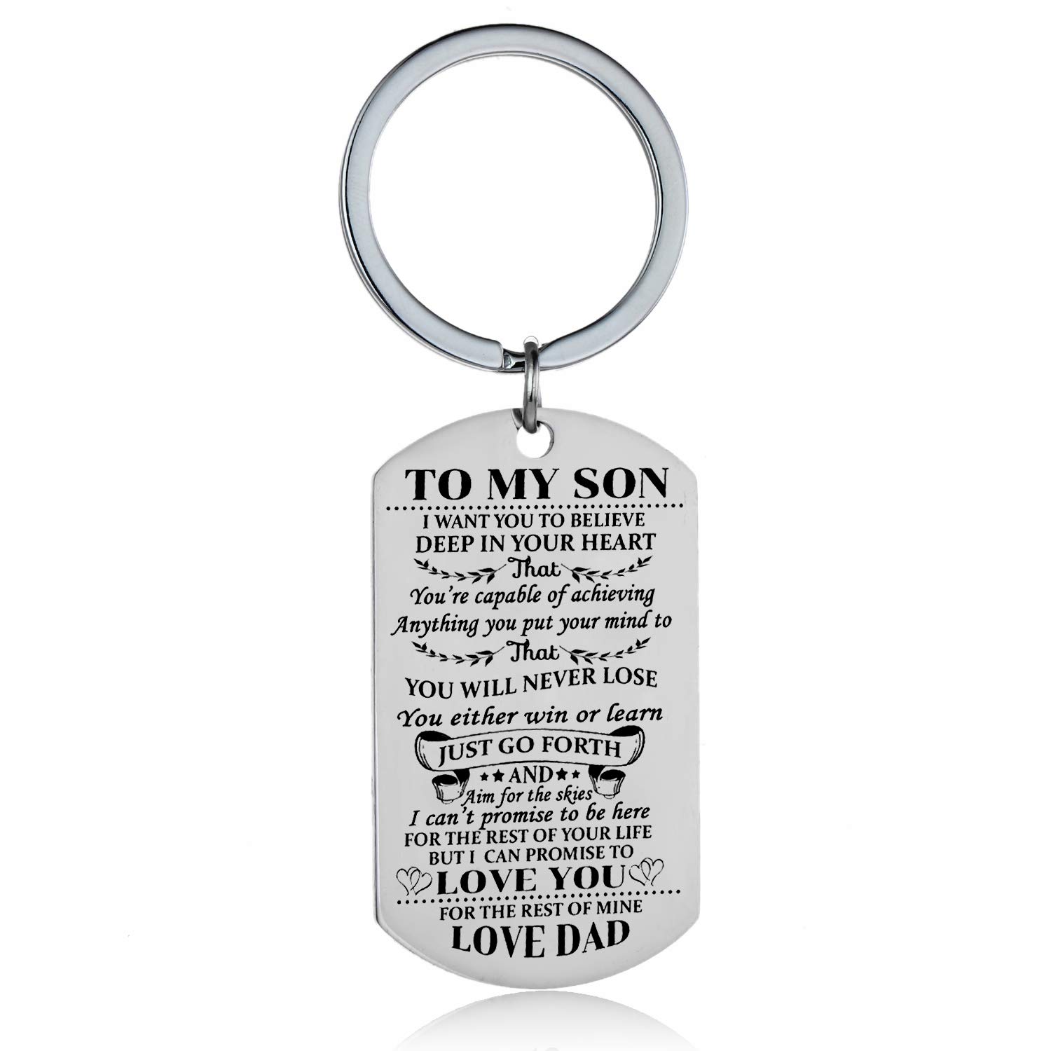 Son Keychain Key Ring - Inspirational Gift from Dad & Mom for Birthday, Graduation, Christmas - Perfect for Daily Use, Travel, and Keepsake