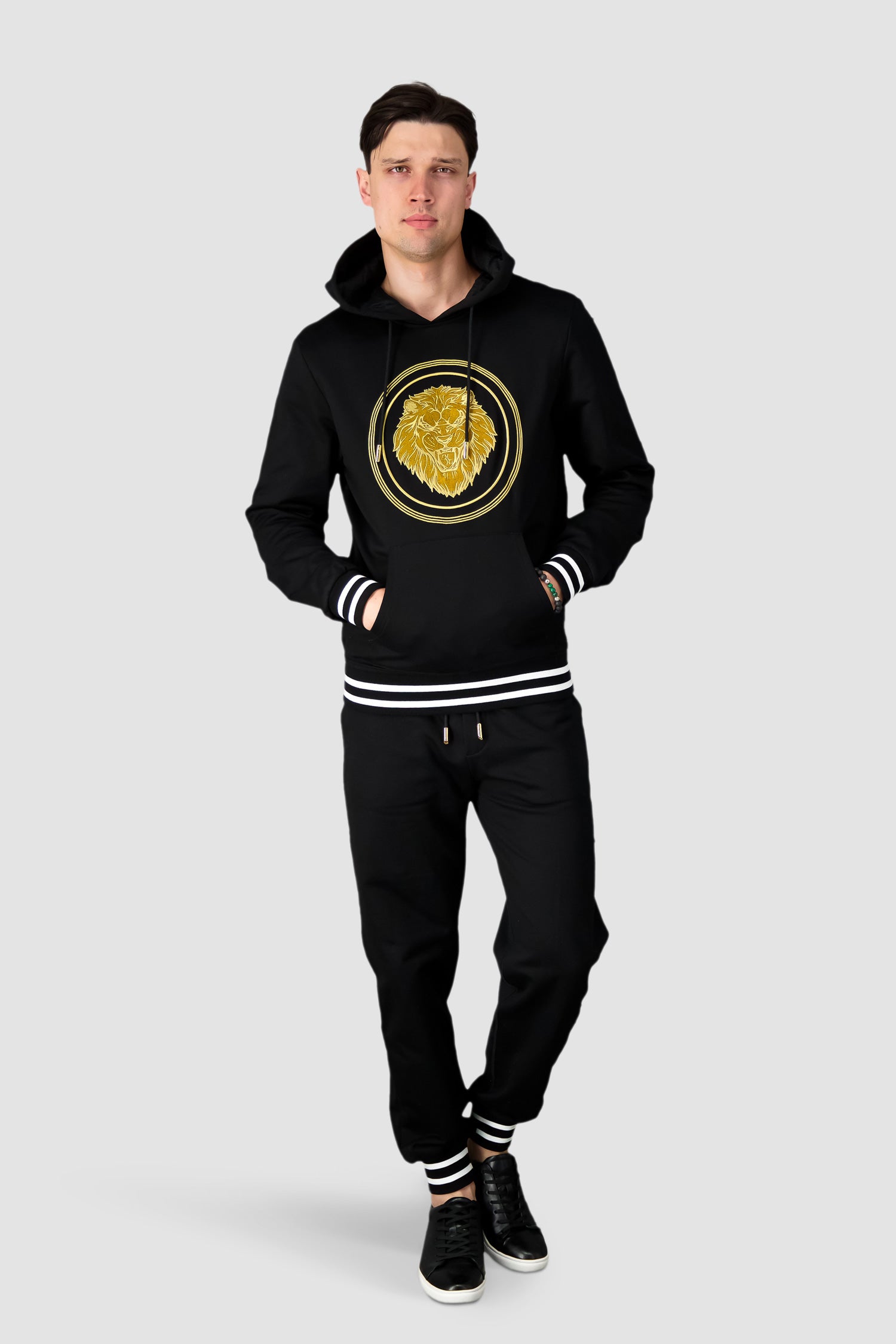 Billionaire Black and Gold Crest Jogging Pants for Men - Stylish Athletic Trousers for Running, Gym Workouts & Casual Wear