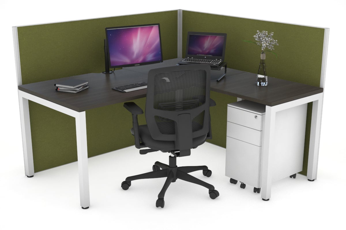 Horizon Quadro Square Legs L-Shaped Corner Office Desk - 1800L x 1800W with Cable Management | Modern Home & Office Workspace Solution for Professionals & Gamers