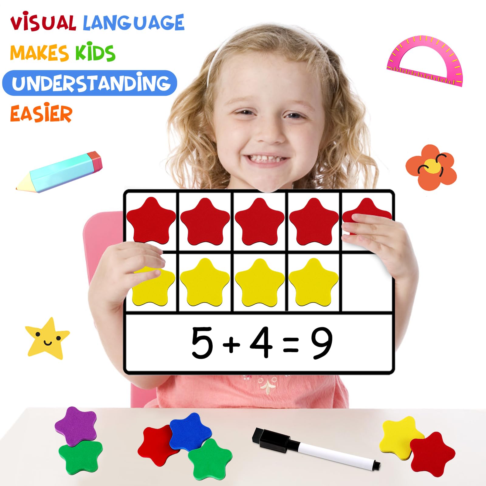 LOOIKOOS Magnetic Ten-Frame Math Set for Kids - Classroom & Homeschool Learning Toys