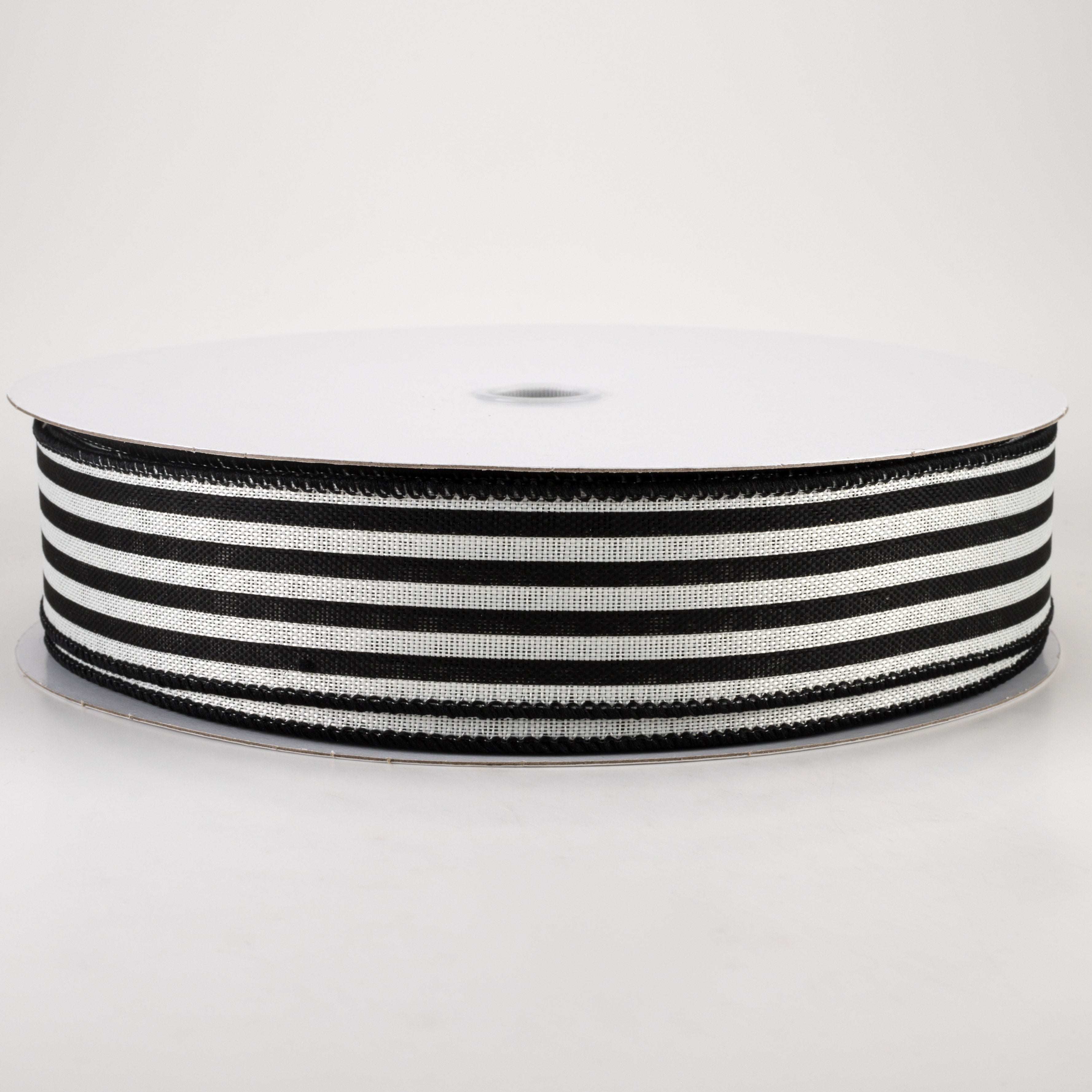 1.5 Inch Linen Cabana Stripes Ribbon - Ivory & Black (50 Yards) - Perfect for Gift Wrapping, DIY Crafts, Wedding Decorations and Party Favors