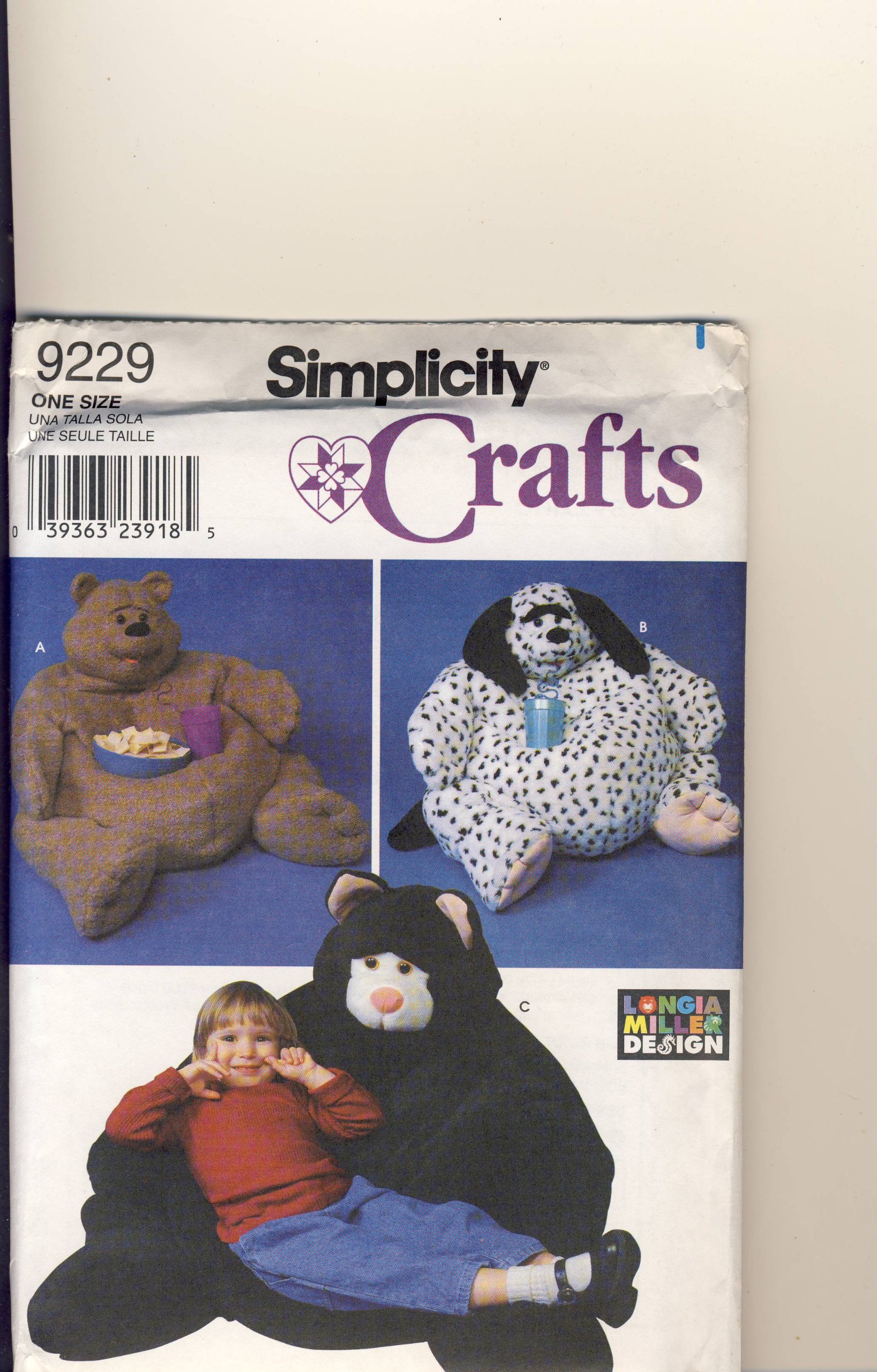 Simplicity OOP Craft Pattern 9229 - Child Size Animal Chairs (Bear, Dog, Cat Designs) | DIY Kids Furniture for Playroom, Nursery & Birthday Gifts