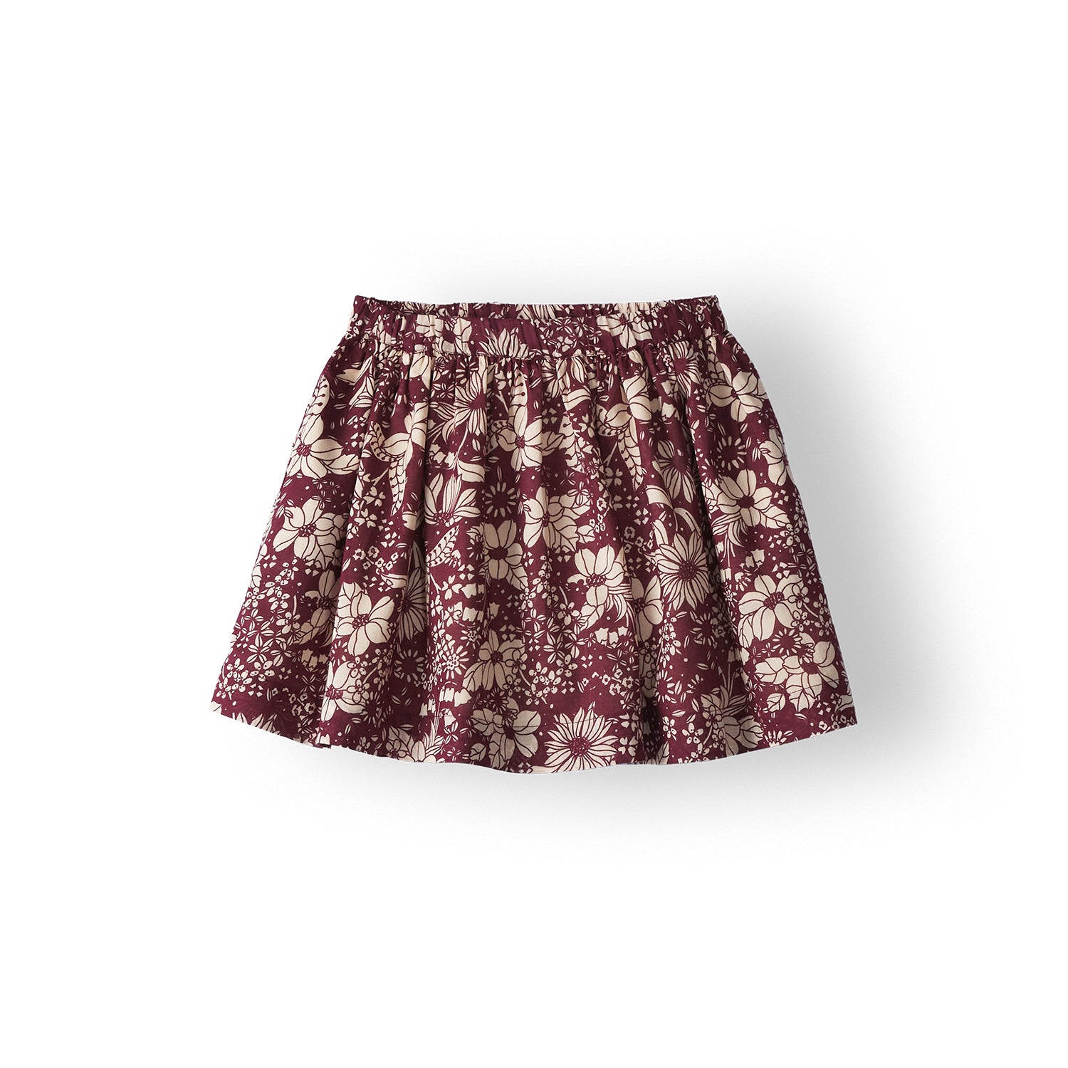 Evette Girls' Floral Print Skirt - Mahogany Brown for Toddler & Kids | Perfect for School, Playdates & Special Occasions