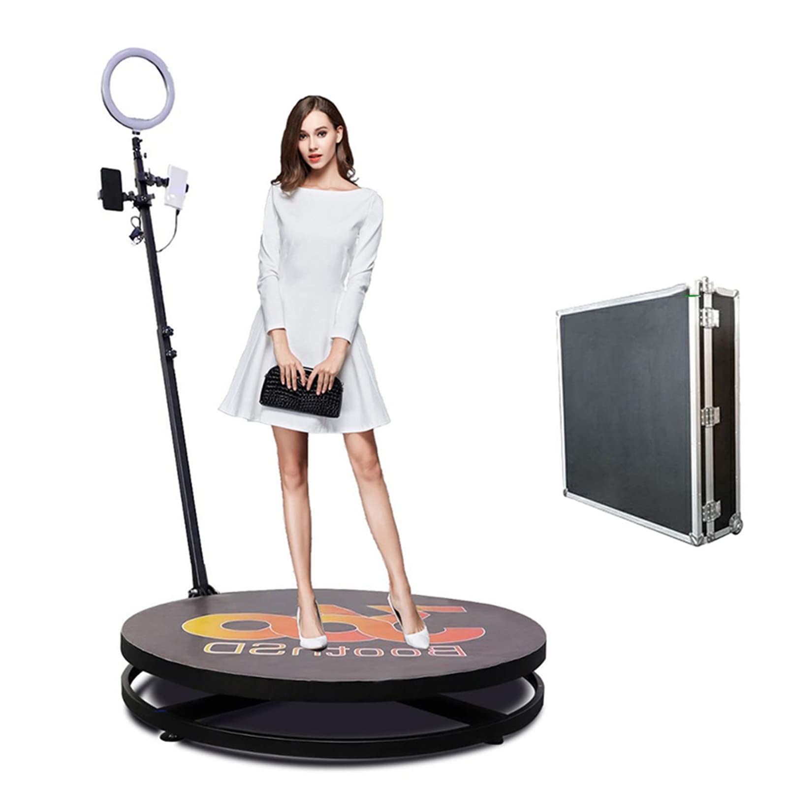 360 Degree Photo Booth Machine with Flight Case - Smart Rotating Camera Booth for iPad, Smartphone & DSLR - Perfect for Parties, Weddings & Events (26.8