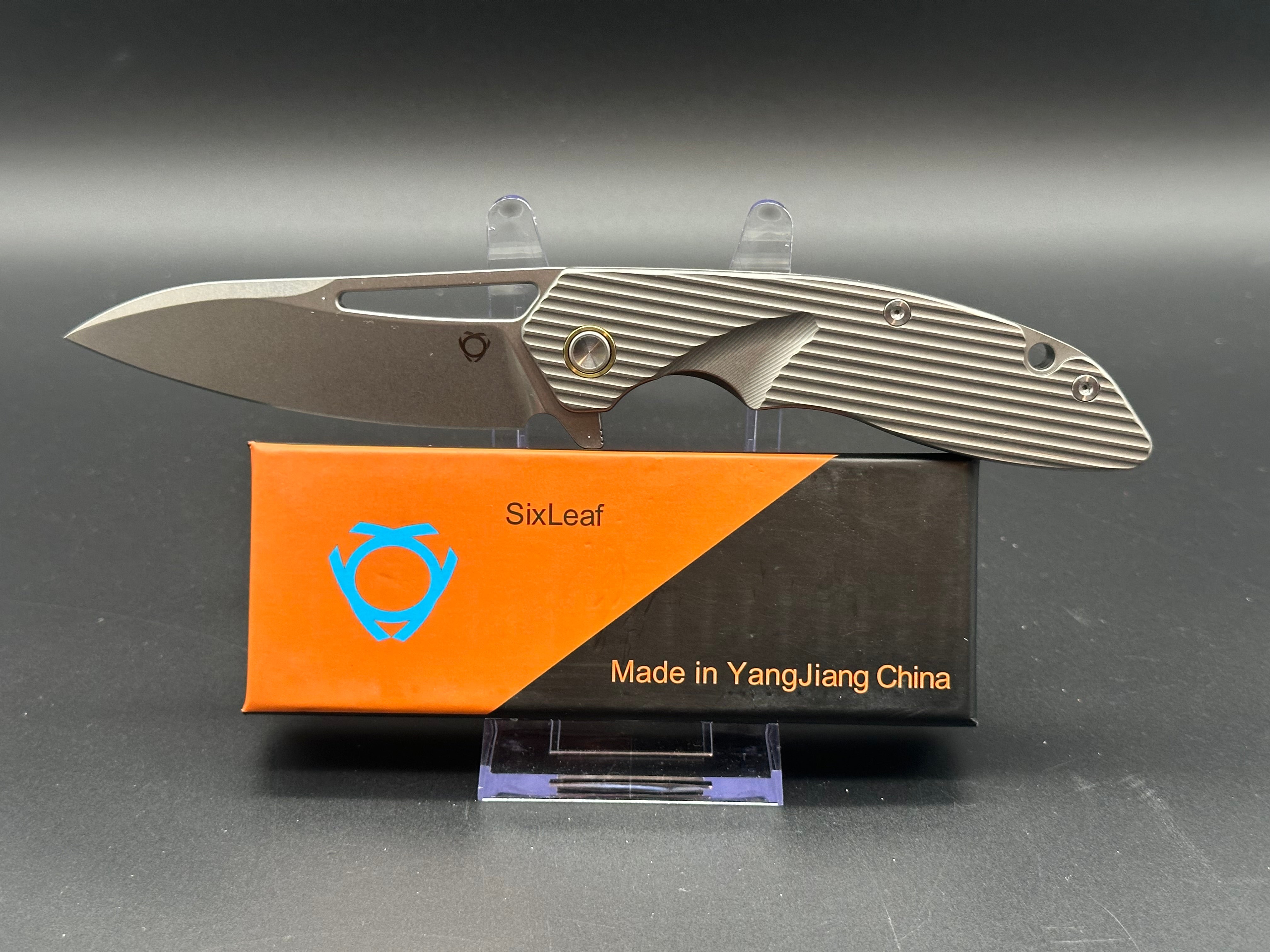 SIXLEAF SL 29B Rattlesnake Design Titanium Pocket Knife - CPM 20CV Blade Steel | EDC, Outdoor Camping, Hunting & Survival Gear
