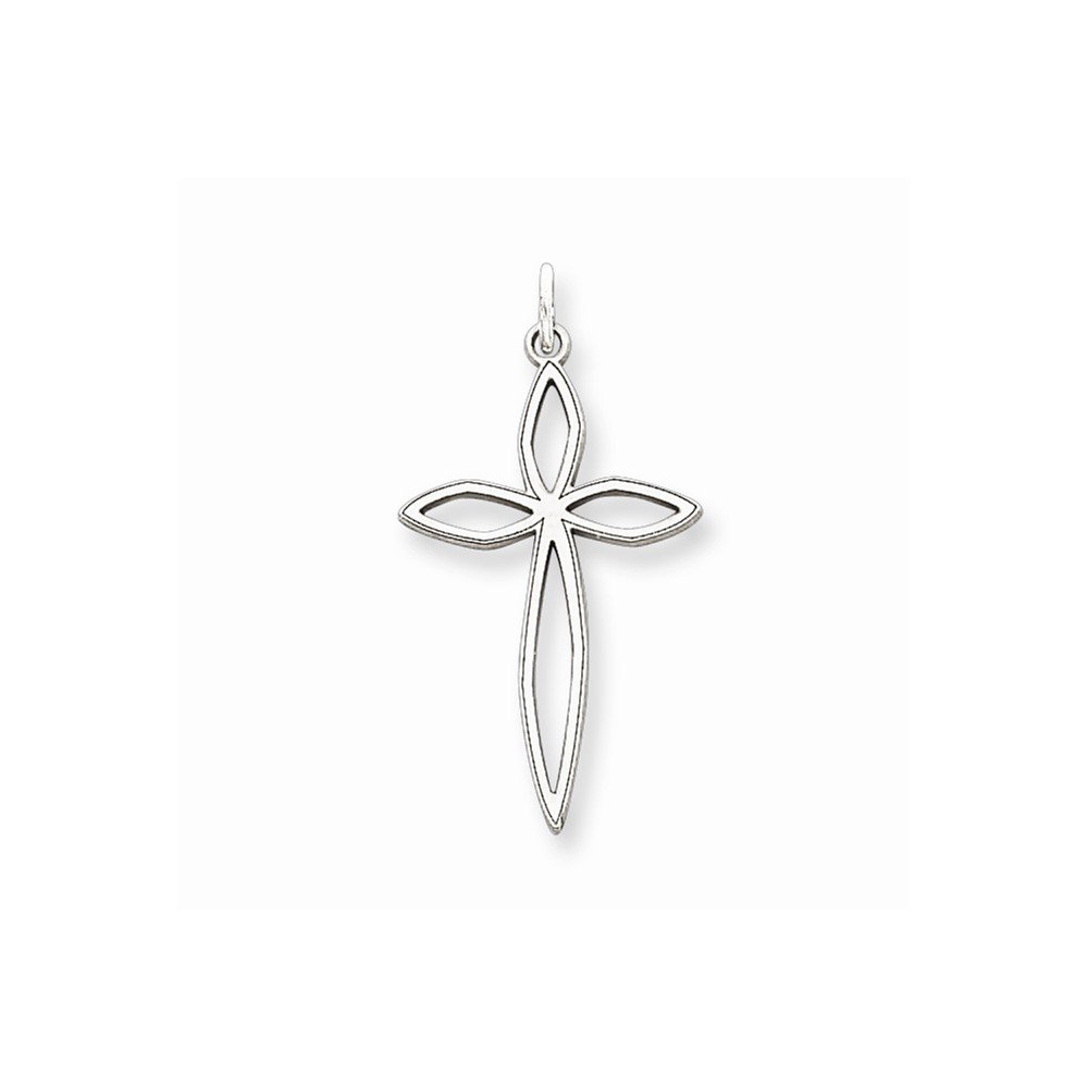 925 Sterling Silver Rhodium-Plated Laser Engraved Cross Pendant Necklace - Perfect for Religious Gifts, Baptism, First Communion & Everyday Wear