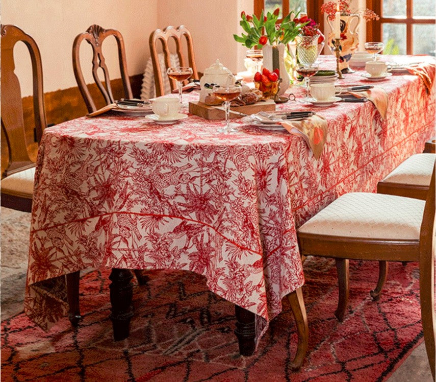 Jungle Animals Leopard Parrot Print Tablecloth - Modern Rectangle & Large Square Table Cover for Dining Room, Home Decor, Christmas Party | Waterproof & Washable for Indoor/Outdoor Use