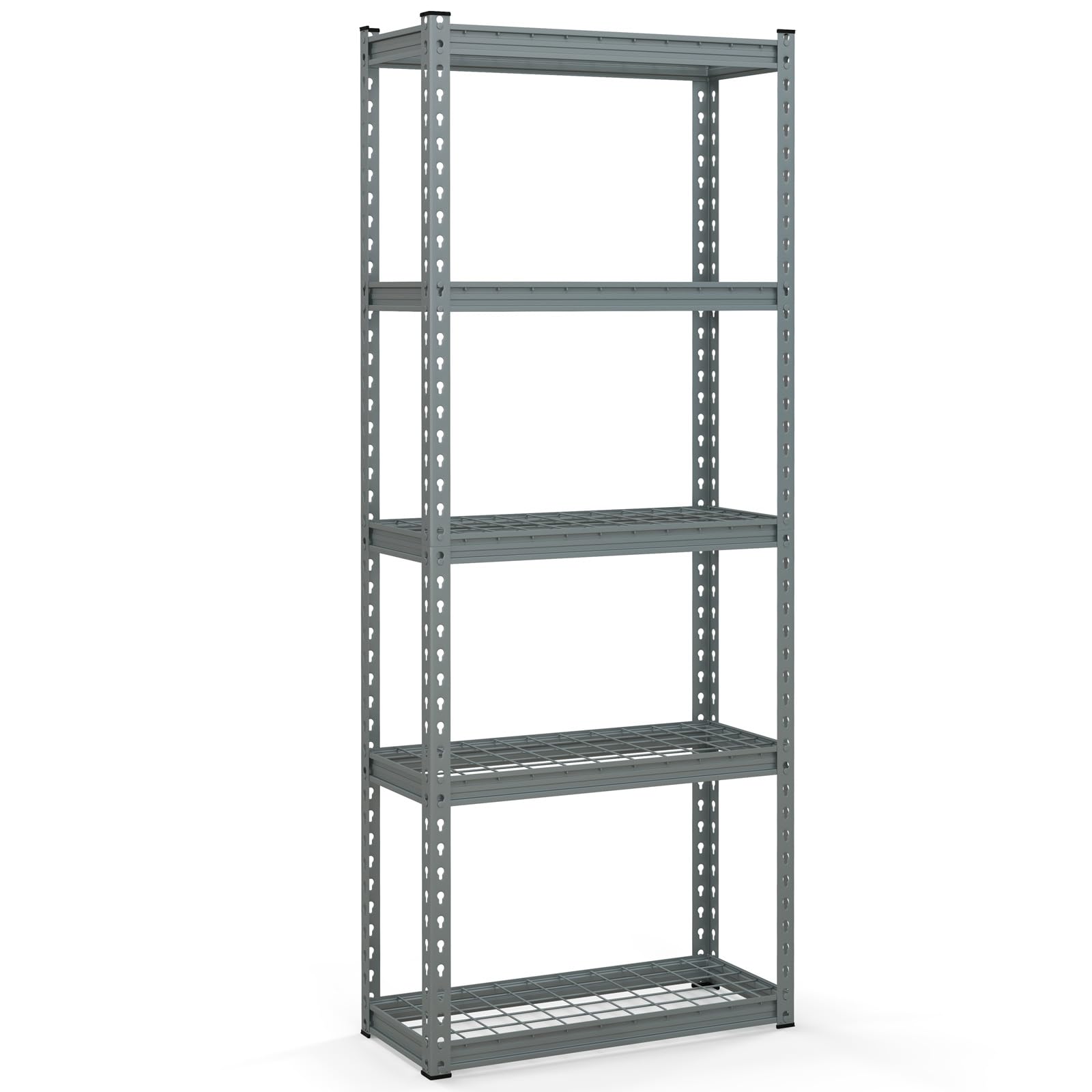 Goplus 5-Tier Heavy Duty Metal Shelving Unit - Adjustable Wire Storage Rack with Anti-Slip Foot Pads, 12