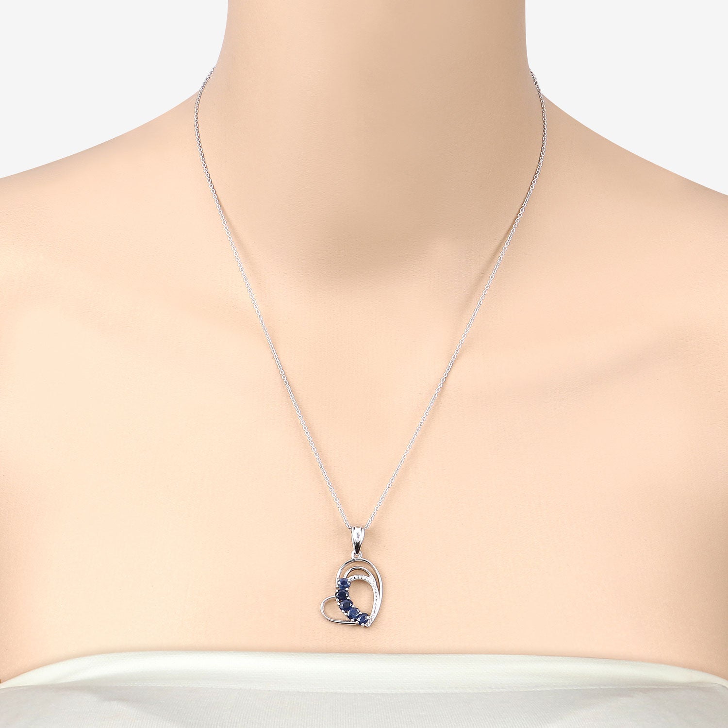 Authentic Blue Sapphire Heart Pendant Necklace for Women - Elegant Jewelry Gift for Valentine's Day, Anniversary & Special Occasions