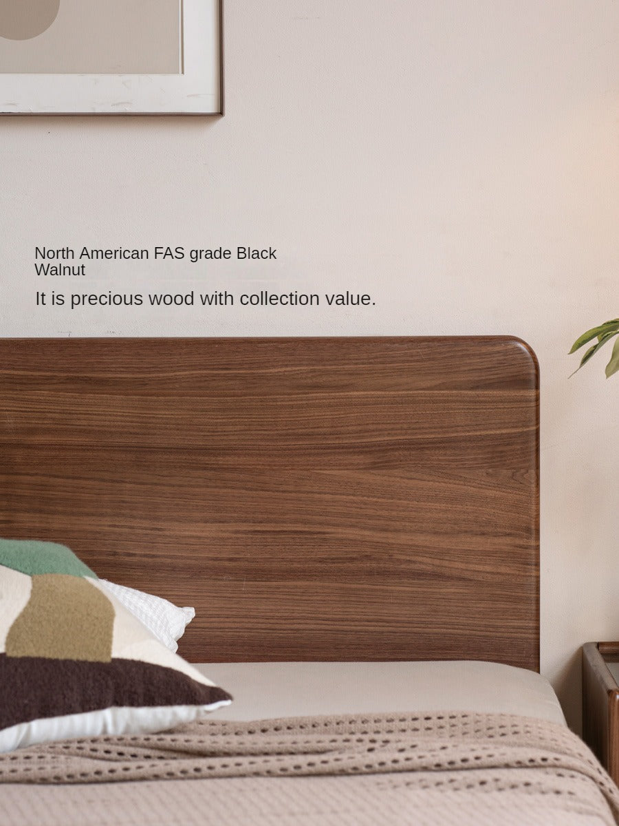Premium Black Walnut & Oak Solid Wood Bed Frame - Modern Platform Bed for Master Bedroom, Guest Room, or Dormitory