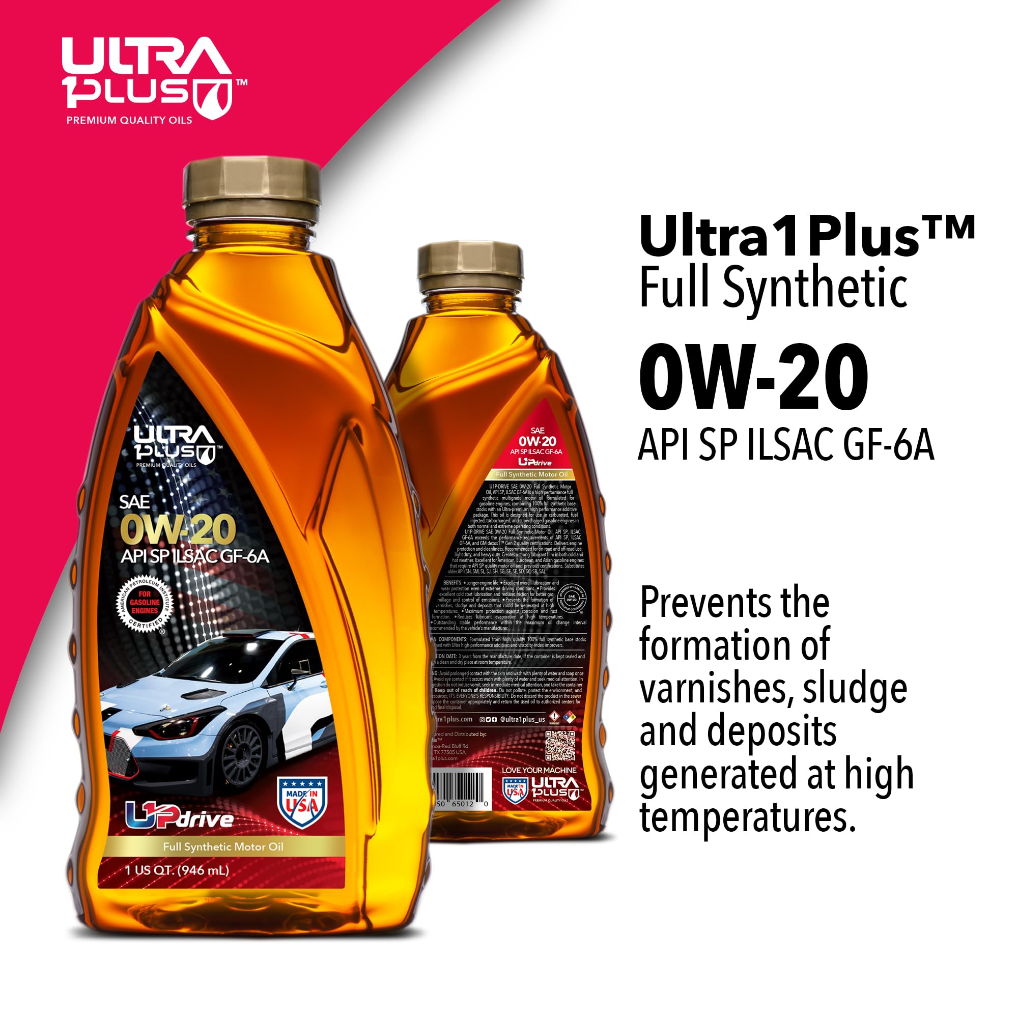 SAE 0W-20 Full Synthetic Motor Oil API SP ILSAC GF-6A - 12 Quart Pack for Cars, SUVs & Light Trucks - Improves Fuel Efficiency & Engine Protection