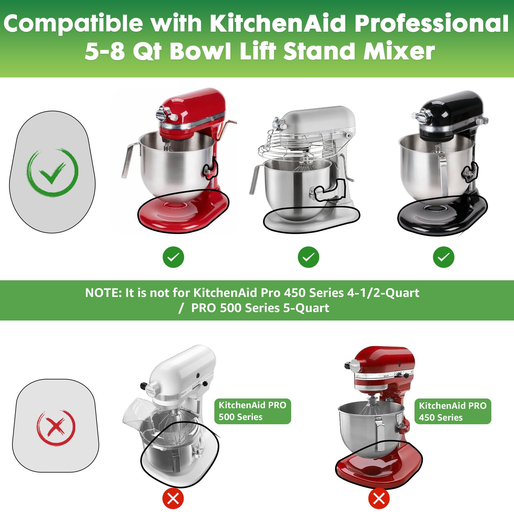 KitchenAid Mixer Sliding Mat - Non-Slip Countertop Pad for Artisan 4.5-5 Qt Tilt-Head Stand Mixer, Secure Mixer Mover for KitchenAid Attachments, Ideal for Baking, Cooking, and Countertop Protection