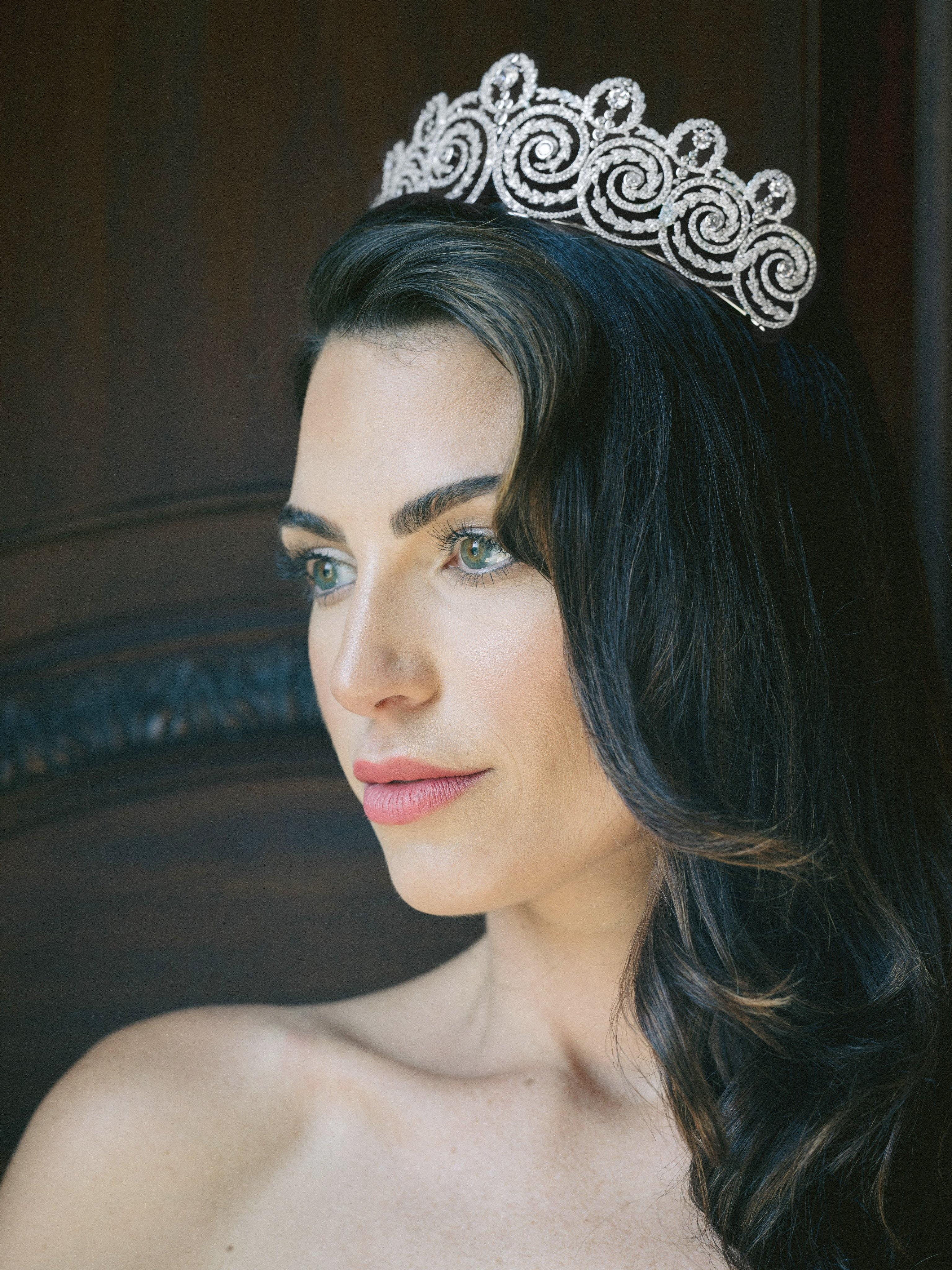 KHEDIVE Simulated Diamond Bridal Tiara - Elegant Wedding Headpiece for Bride, Princess, Prom & Special Occasions