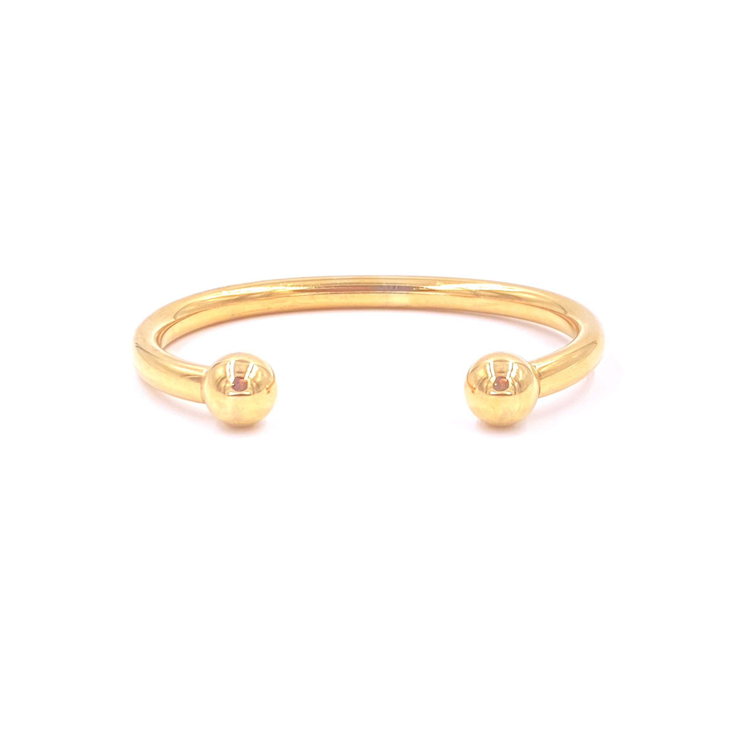 Ashley Gold Stainless Steel Gold Plated Large Double Ball Bangle Bracelet for Women - Elegant Fashion Jewelry for Parties, Weddings & Everyday Wear
