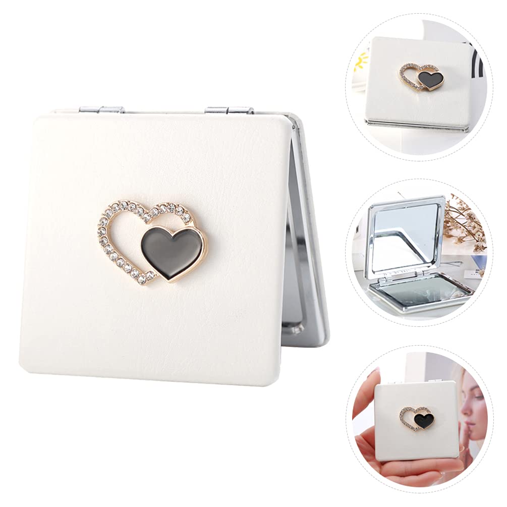 OSALADI Compact Travel Makeup Mirror - Mini Folding PU Leather Cosmetic Mirror with Double-Sided Design, Handheld Pocket Mirror for Women & Girls - Perfect for Travel, Purse & Daily Makeup Touch-Ups