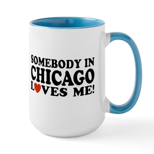 White/Blue Inside - Somebody In Chicago Loves Me Large Mug