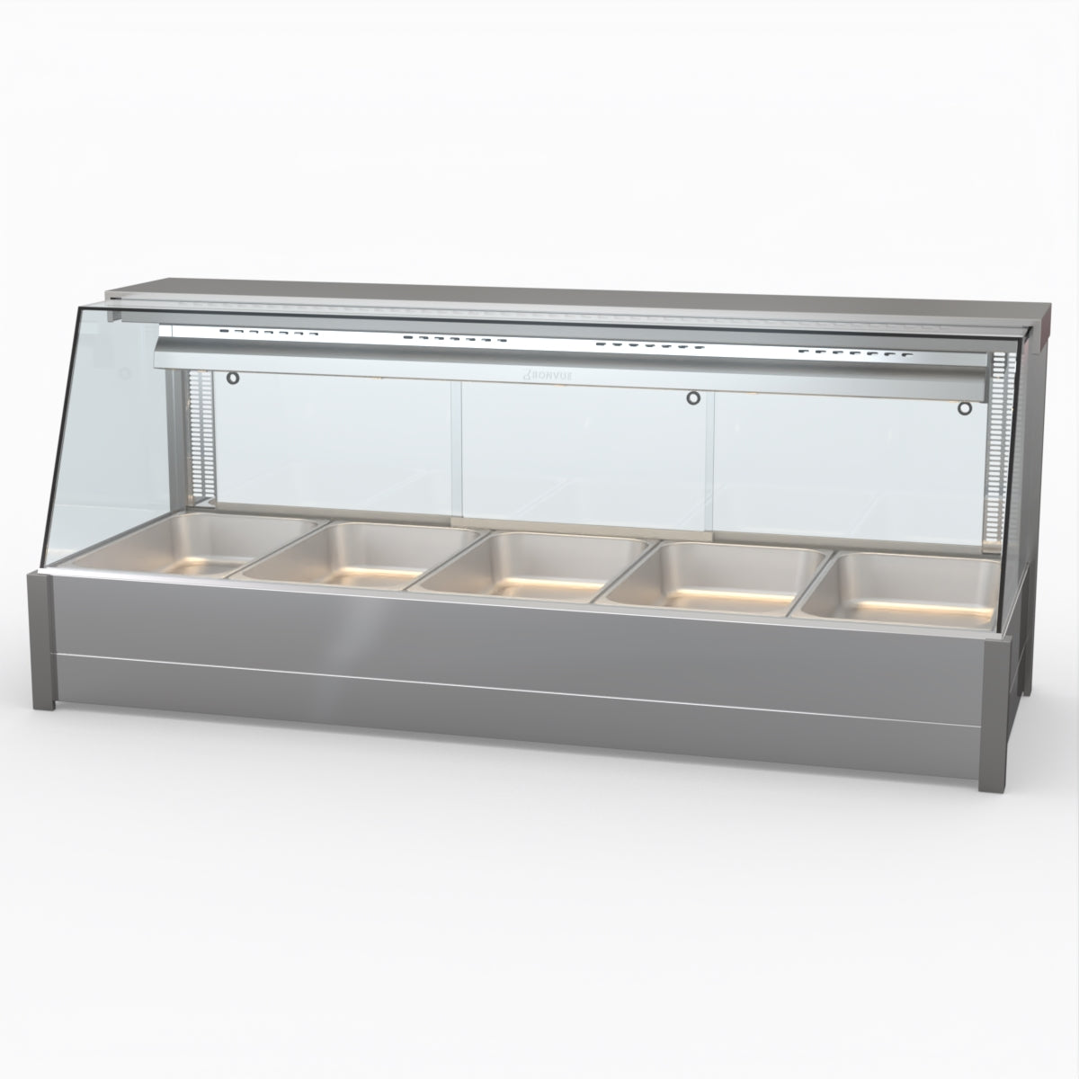 Bonvue BM17TC Angled Countertop Wet and Dry Bain Marie Food Warmer - Commercial Kitchen Use for Restaurants, Catering & Buffets