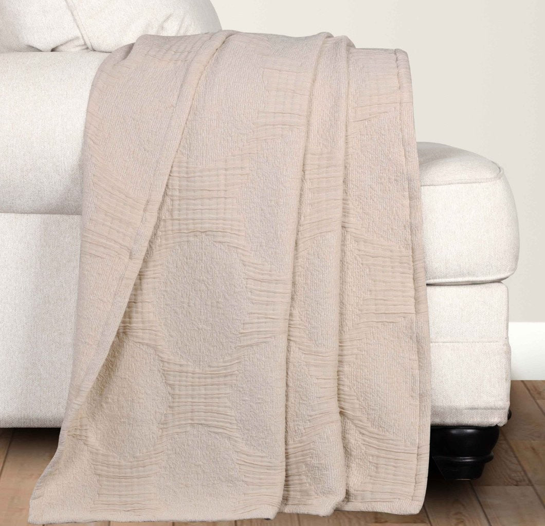 Tanta Cotton Medium Weight Crinkle Woven Coverlet - Soft & Breathable Bedspread for All Seasons | Perfect for Bedroom Decor, Guest Rooms & Cozy Home Styling