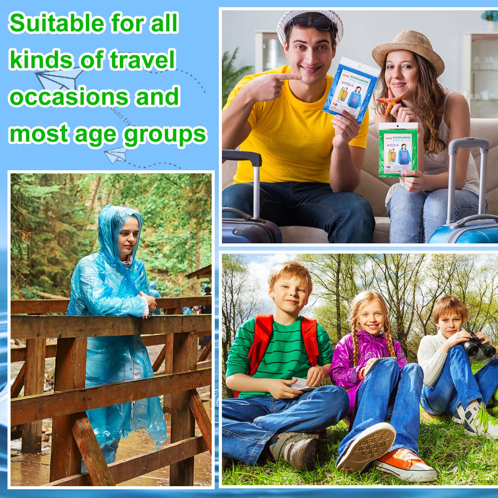 Hercicy 300 Pcs Disposable Rain Ponchos for Adults - Waterproof Emergency Raincoat with Hood - Bulk Pack for Outdoor Events, Camping & Hiking