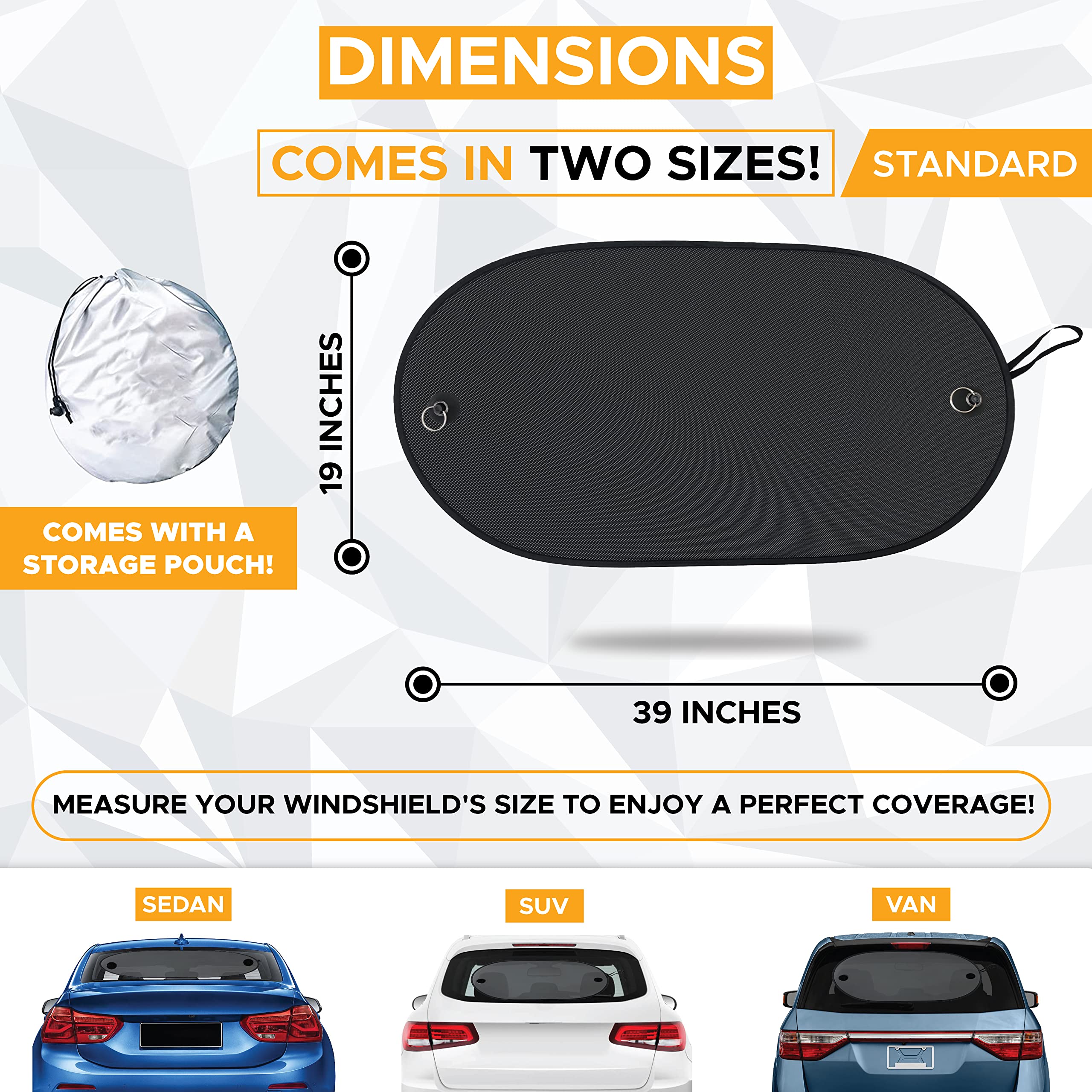 20”x12” Car Windshield Sun Shade + Side Window Shades (4 Pack) & 39”x17” Rear Window Sun Shade | Complete UV Protection for Baby & Child Safety | Car Interior Accessories for Summer Heat | Perfect for Road Trips, School Runs & Family Travel