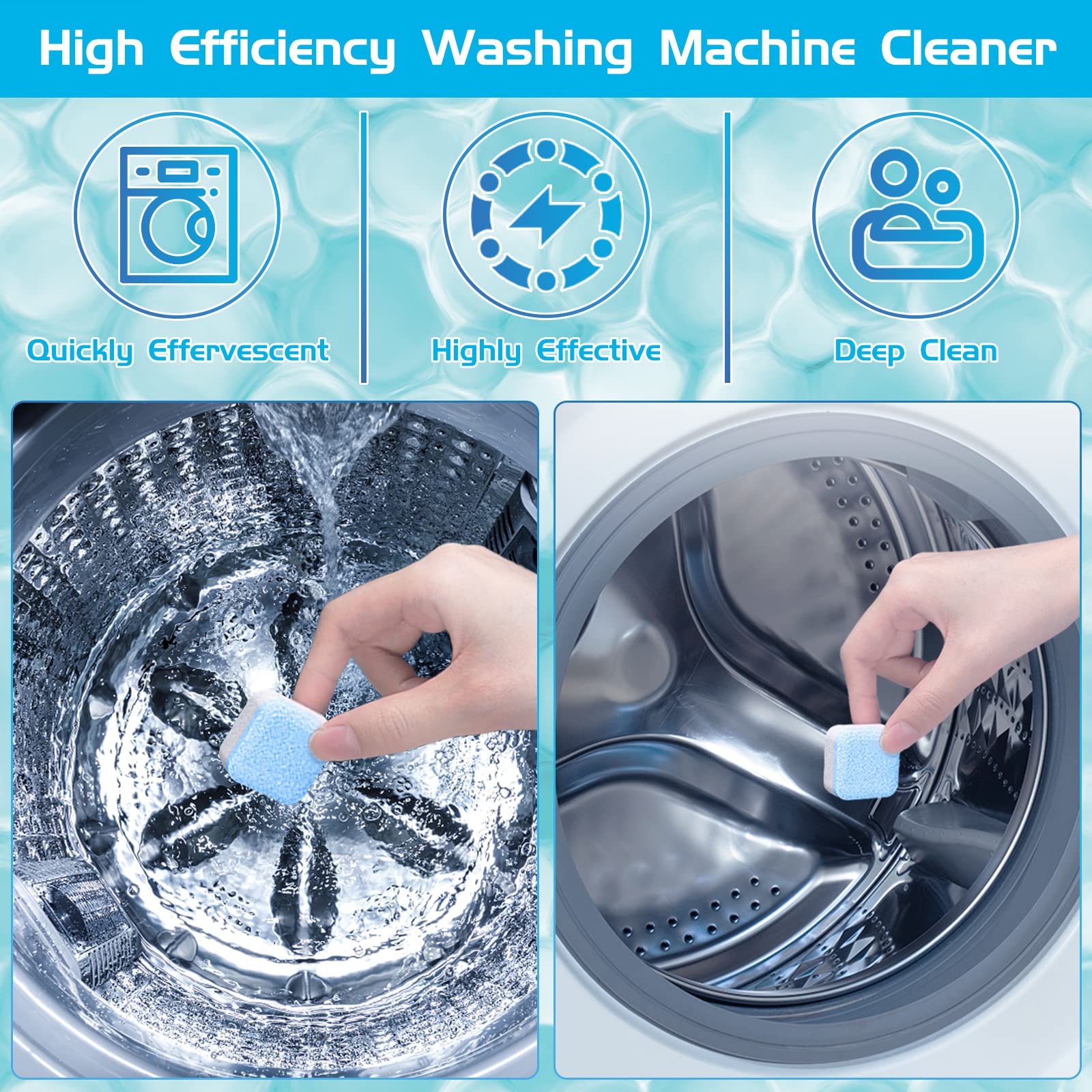 Zimtty Washing Machine Cleaner Tablets - 24 Pack | Deep Cleaning for HE Front Load & Top Load Washers | Removes Odor, Mold & Residue | Perfect for Laundry Maintenance & Appliance Care