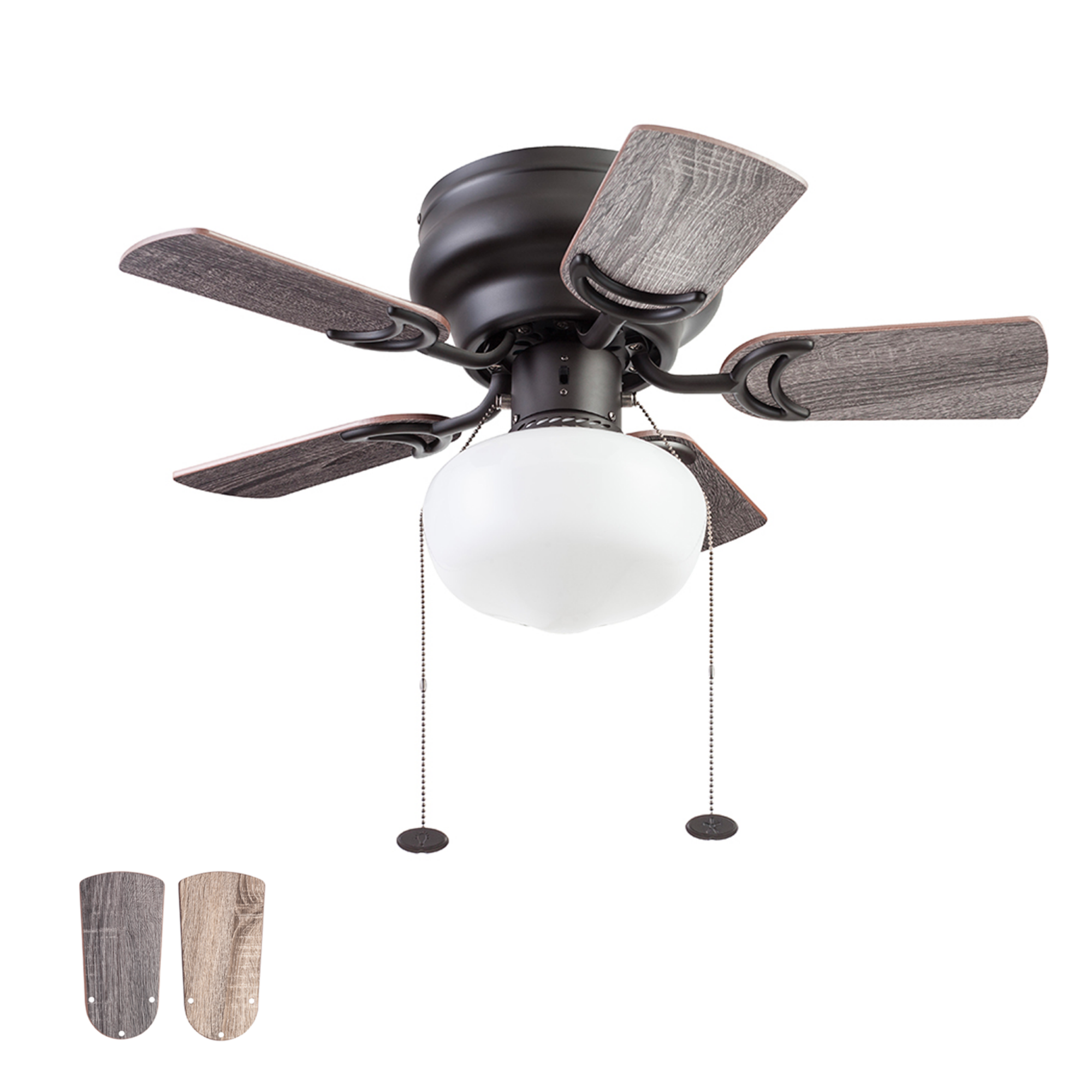 28 Inch Bronze Ceiling Fan with Pull Chain - Classic Hero Design for Living Room, Bedroom, and Office Cooling