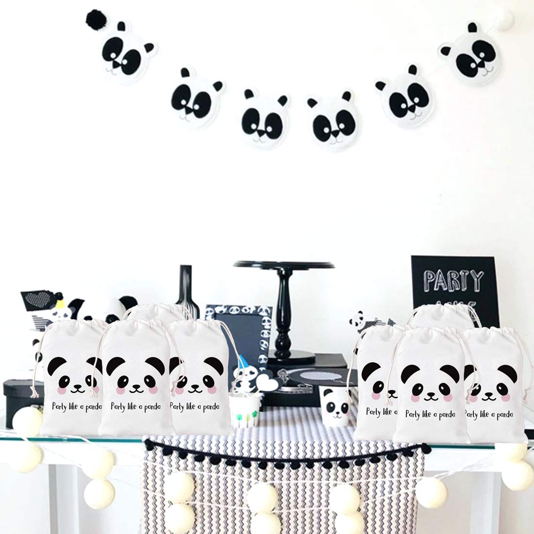 Panda Party Favor Bags 12 Pack - Cute Animal Themed Goodie Bags for Candy, Treats & Gifts | Perfect for Panda Birthday Parties, Baby Showers & Kids' Party Decorations