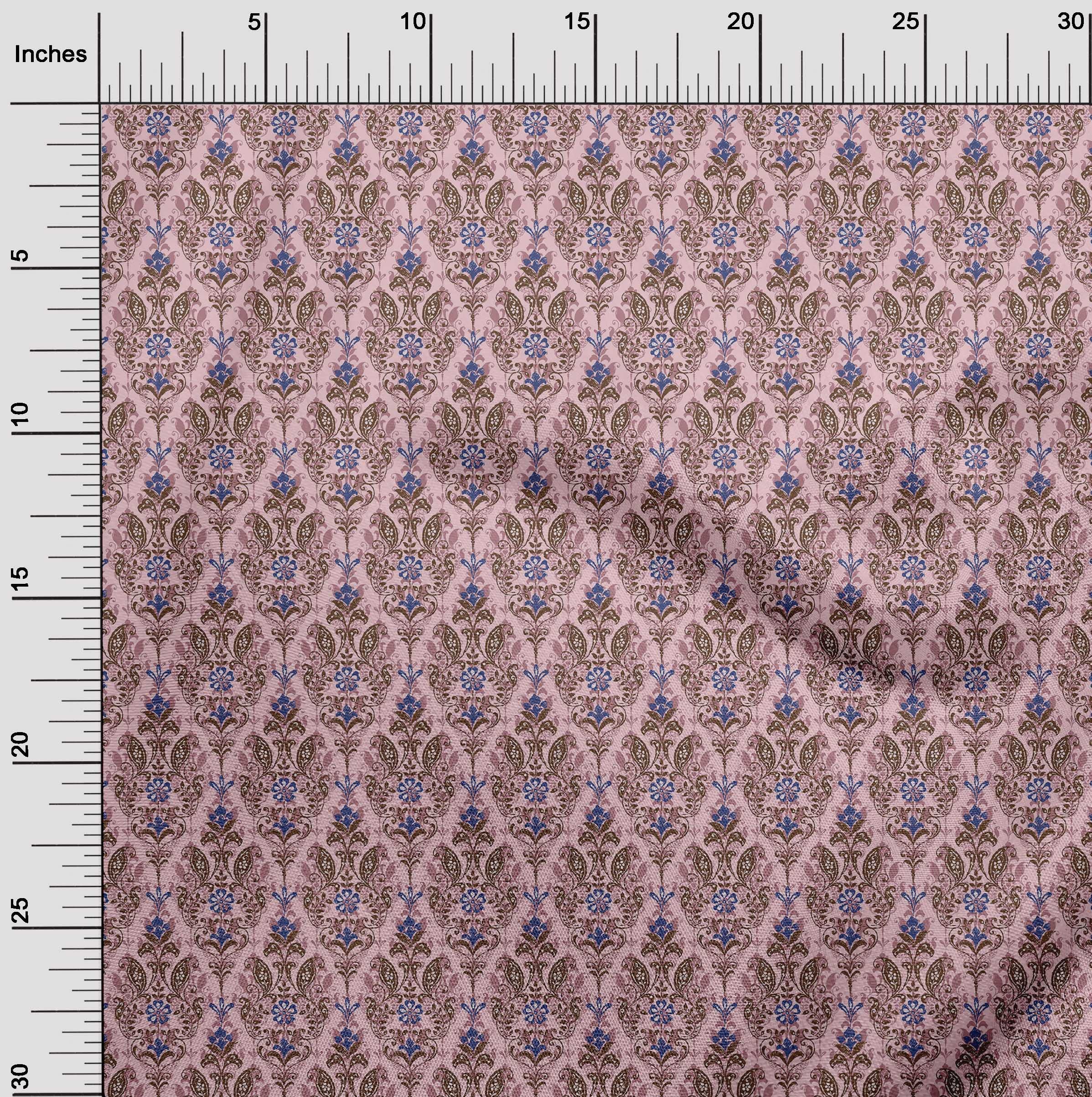 Rayon Floral Print Fabric by The Yard - 56 Inch Wide Light Pink Dress Material for DIY Dresses, Skirts & Home Decor Projects | oneOone-442