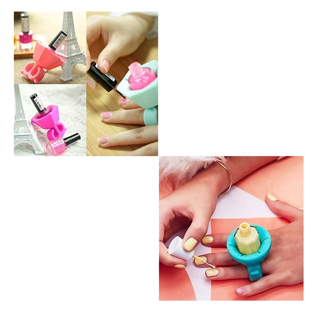 Professional Nail Polish Bottle Display Silicone Round Holder Stand - 2 Pack Multicolor for Salon, Home, and Travel Organization